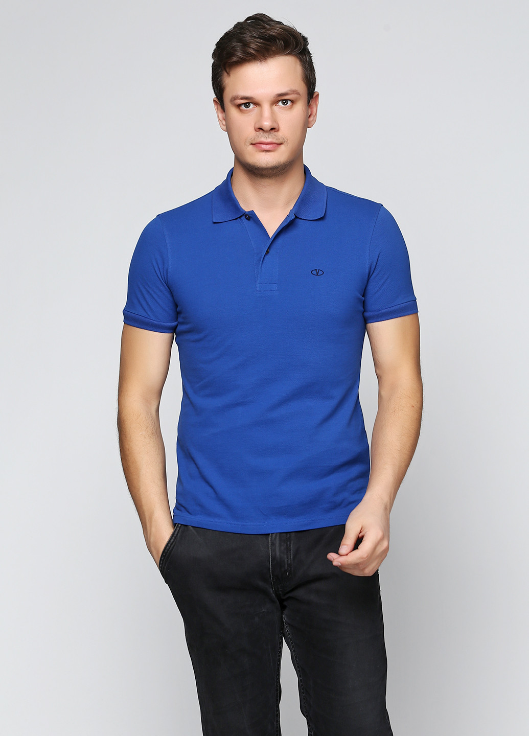 Синяя футболка-поло для мужчин Valentino однотонная