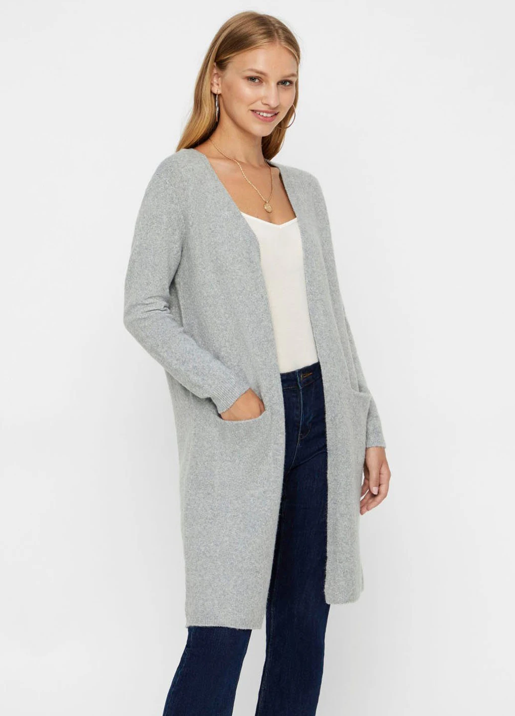 Светло-серый демисезонный кардиган Vero Moda