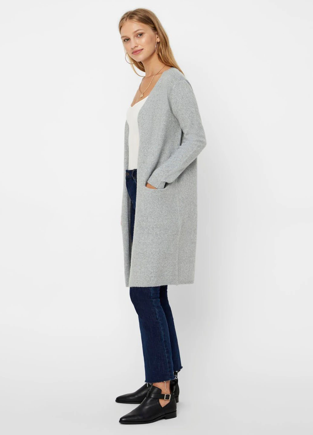 Светло-серый демисезонный кардиган Vero Moda