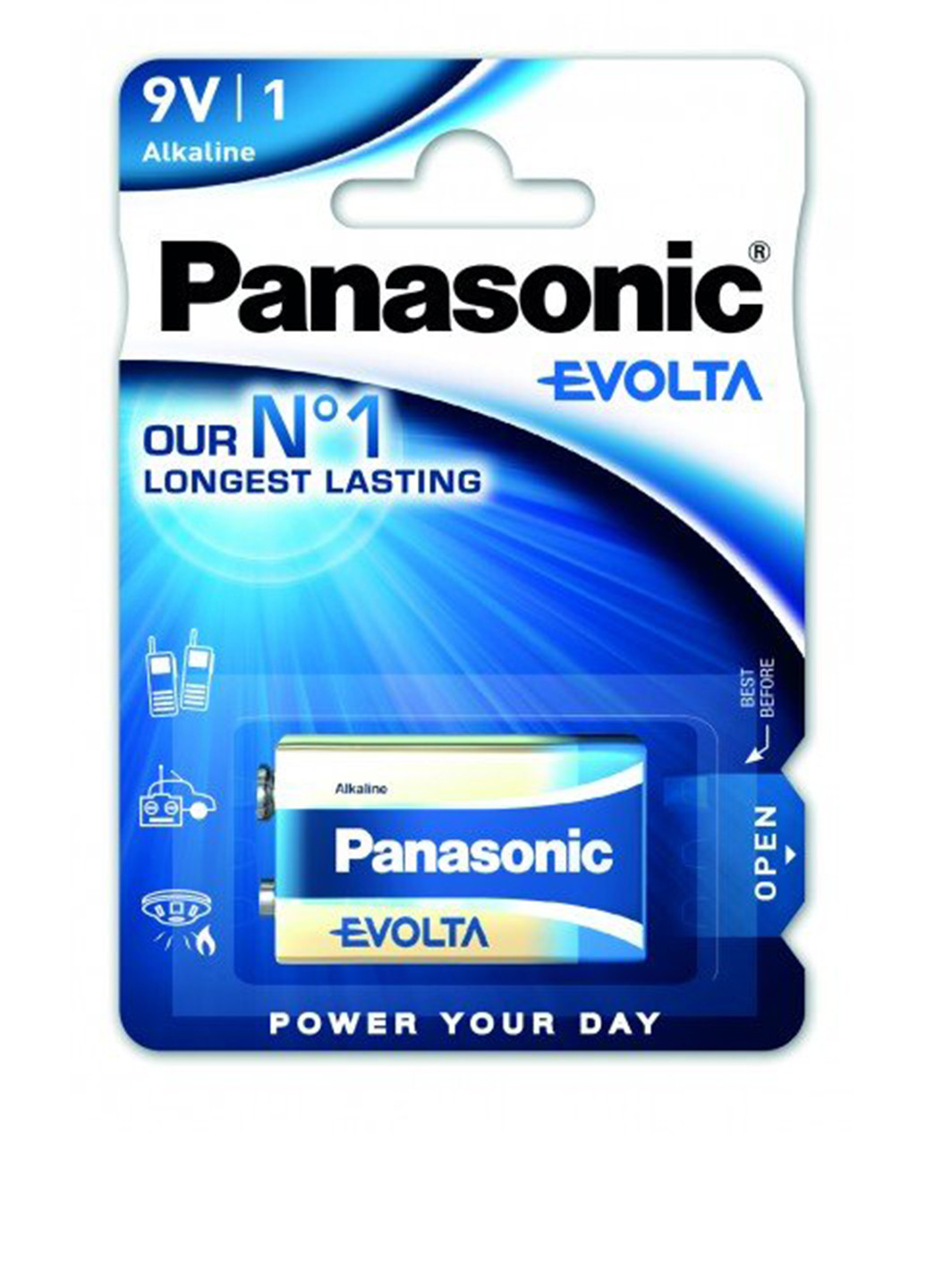 Батарейка Panasonic EVOLTA 6LR61 BLI 1 ALKALINE (6LR61EGE/1BP) комбинированные