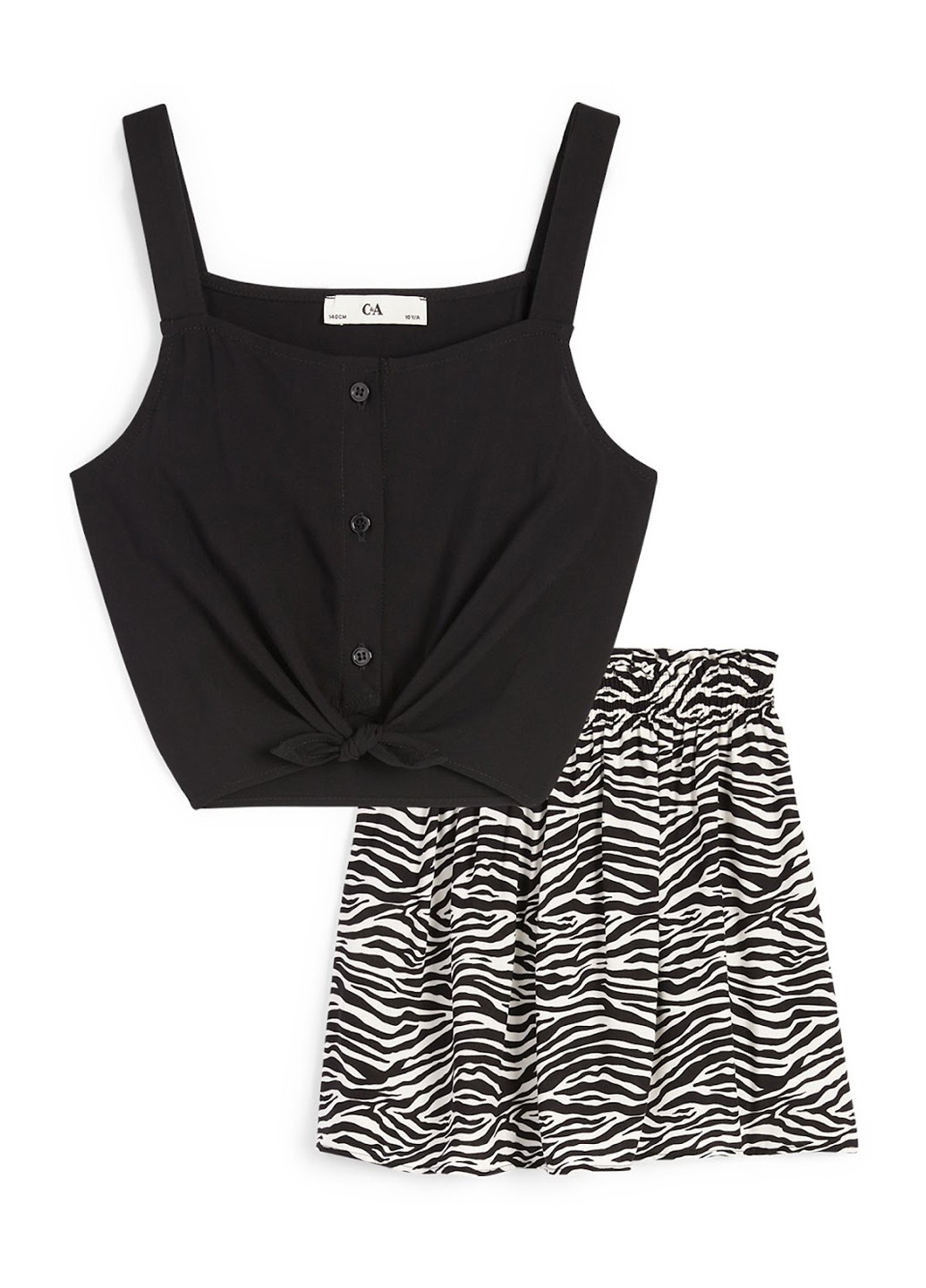 Чорний літній комплект (топ, спідниця) C&A