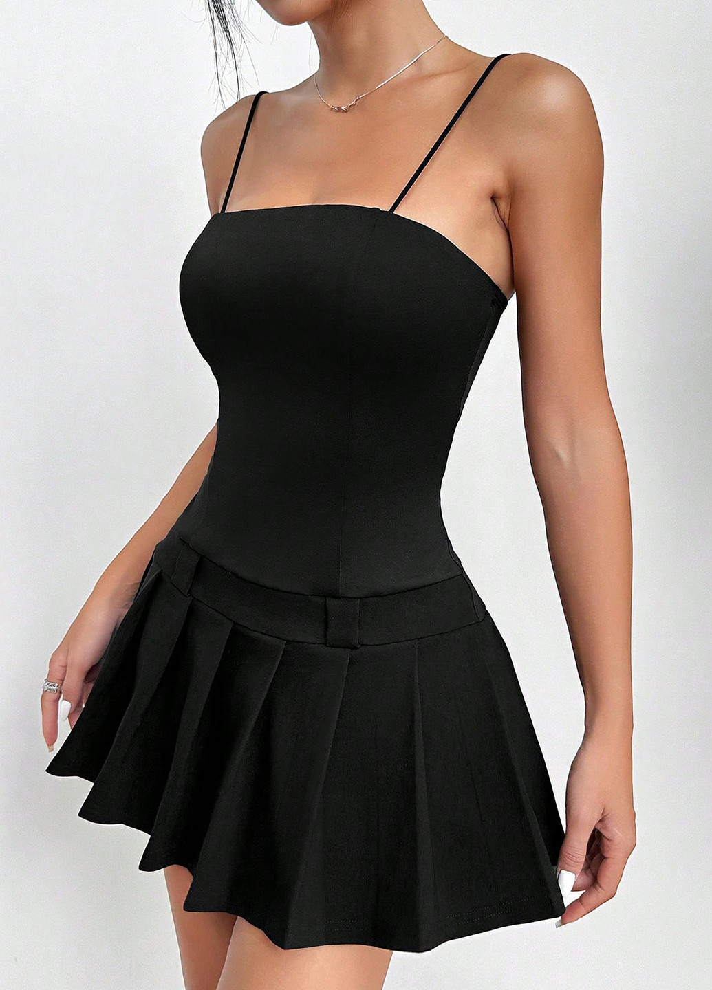 Черное кэжуал платье клеш SHEIN однотонное