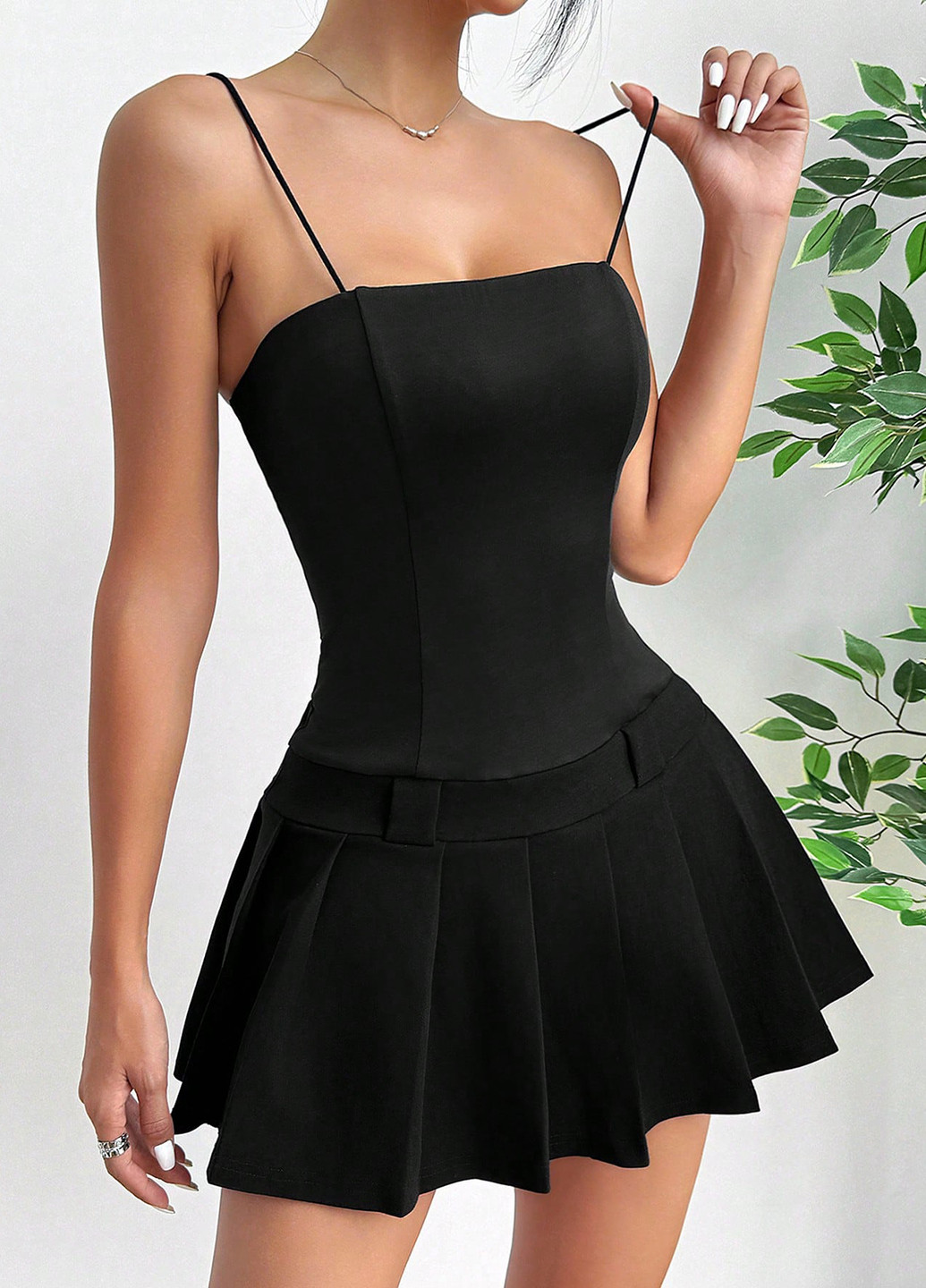 Черное кэжуал платье клеш SHEIN однотонное