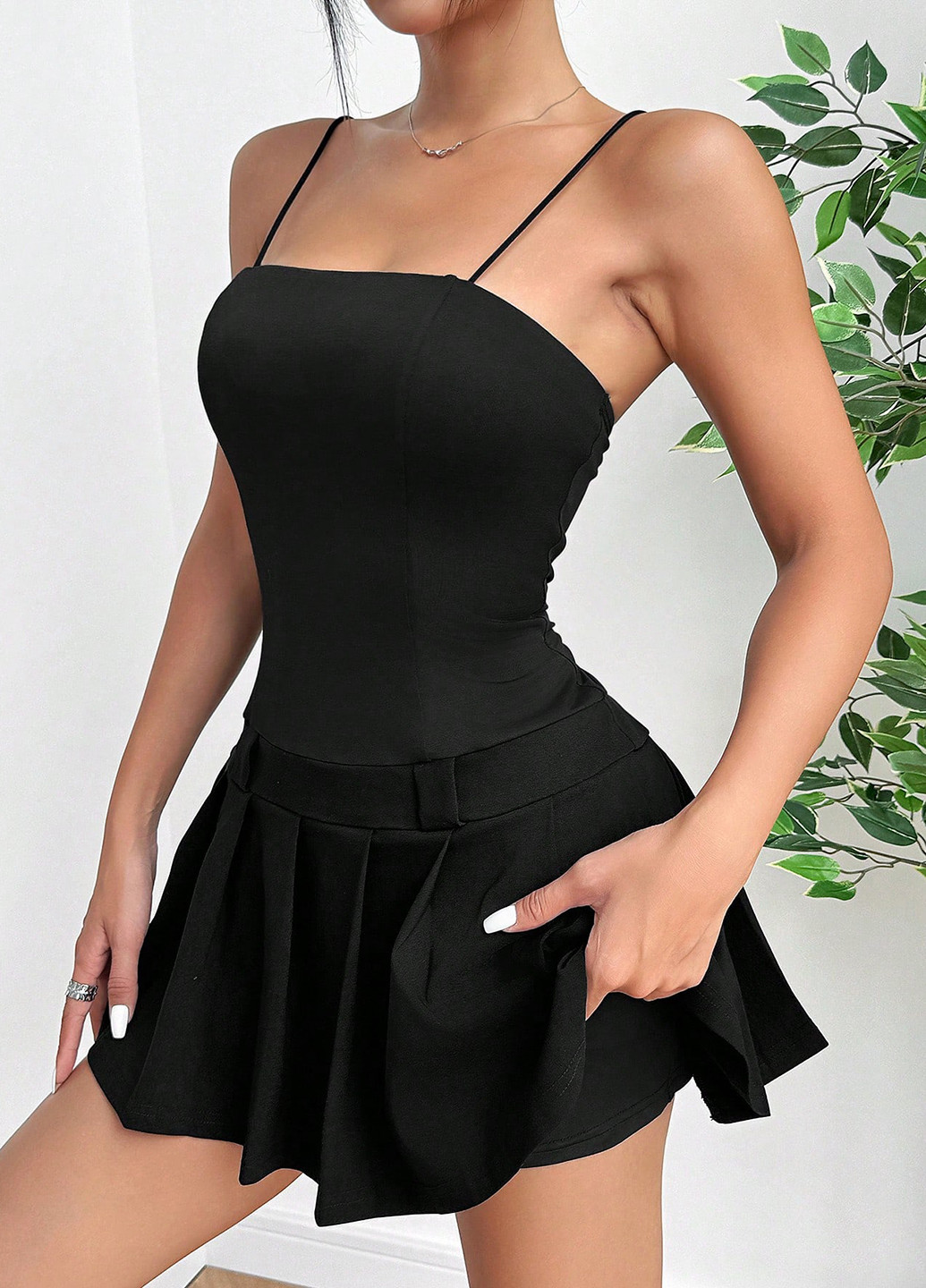 Черное кэжуал платье клеш SHEIN однотонное