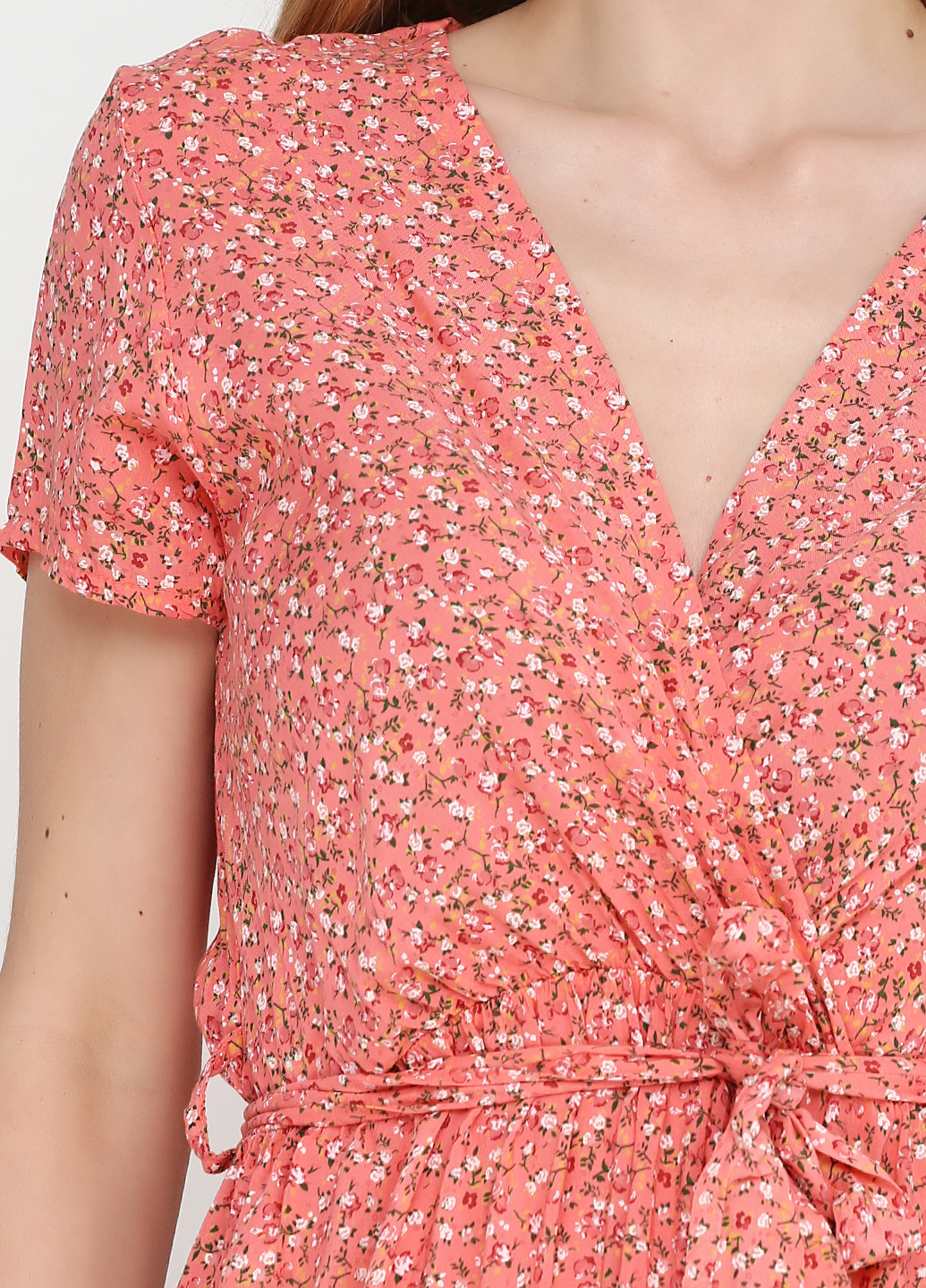 Персиковое кэжуал платье New Collection с цветочным принтом
