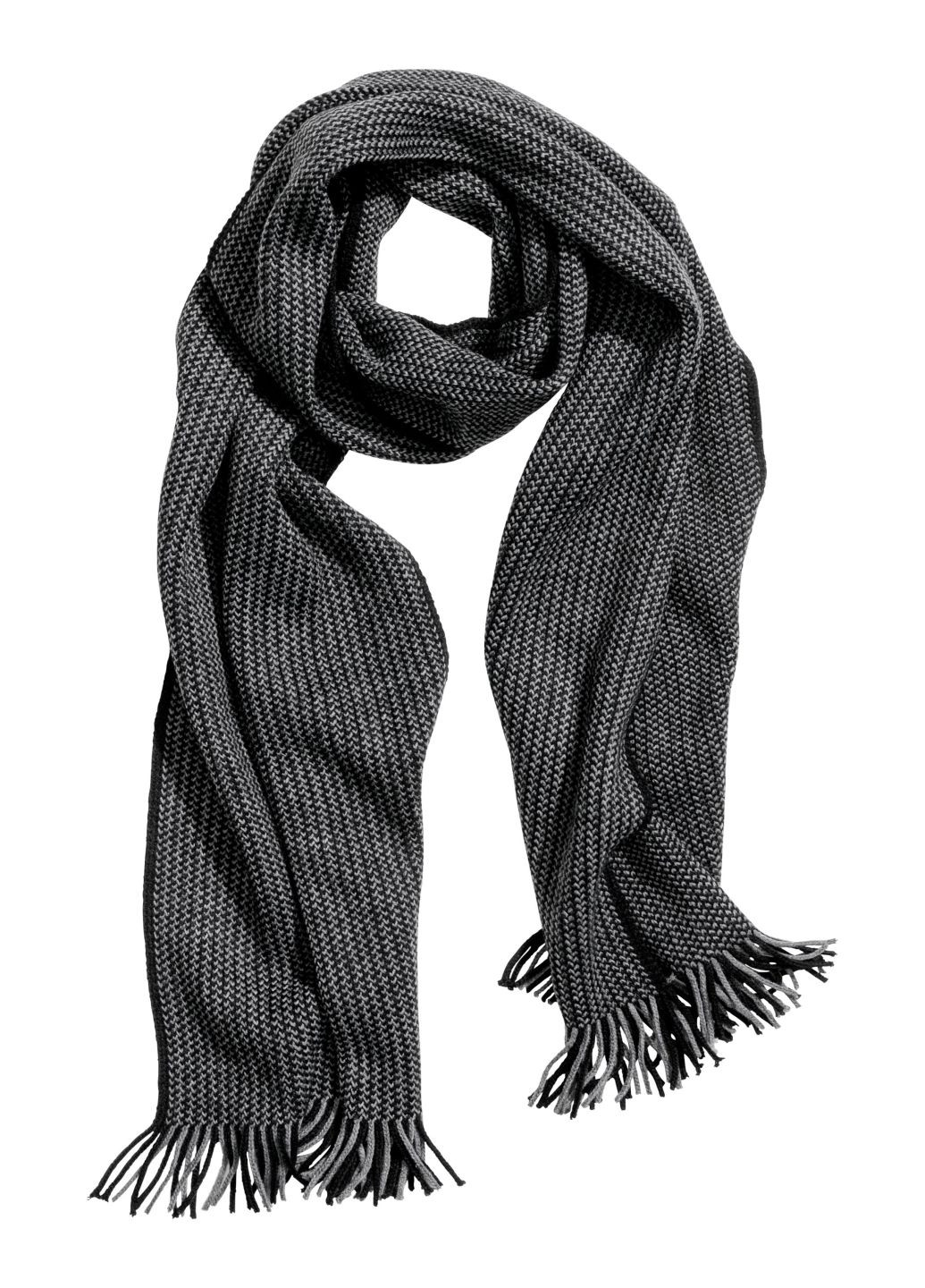 Шарф H&M абстрактный тёмно-серый кэжуал акрил