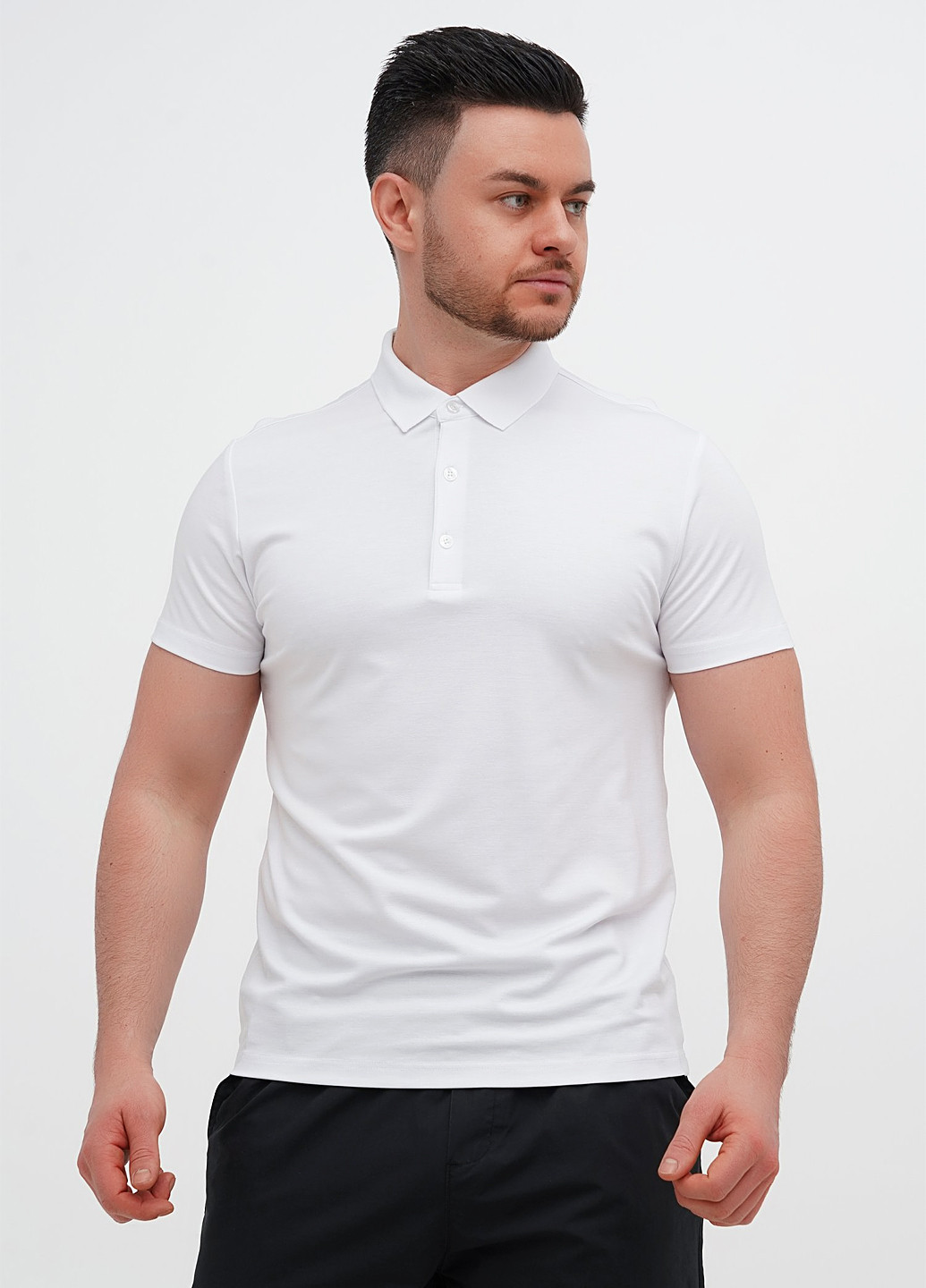 Белая футболка-поло для мужчин Trend Collection однотонная