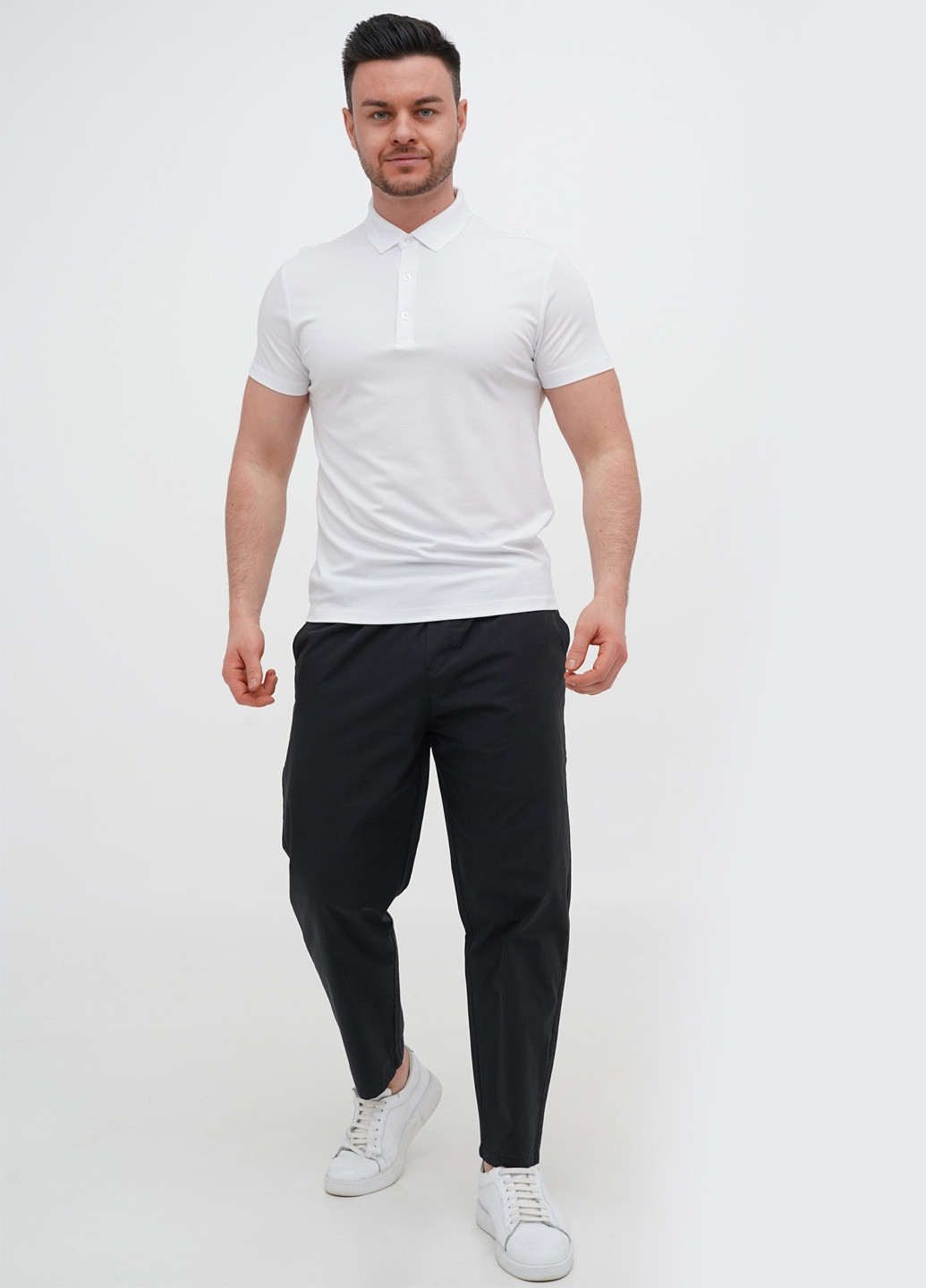 Белая футболка-поло для мужчин Trend Collection однотонная