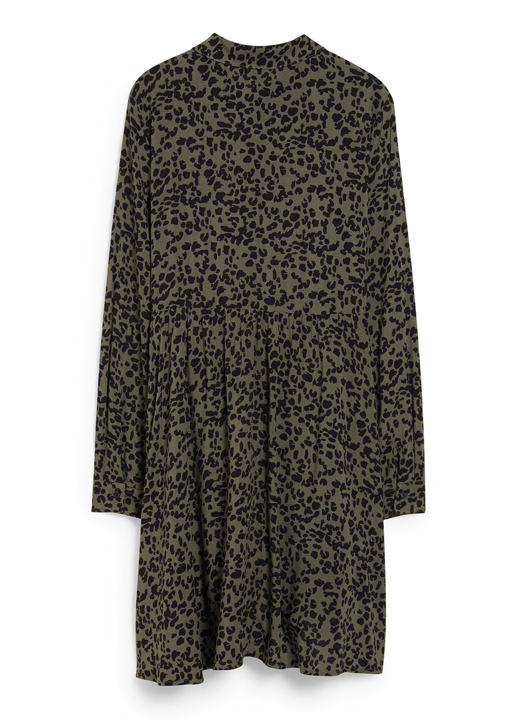 Оливковое (хаки) кэжуал платье клеш, рубашка C&A с животным (анималистичным) принтом