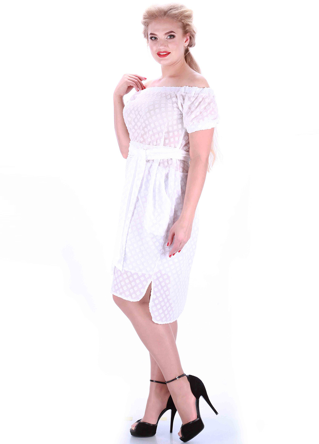 Білий кежуал платье Alpama з геометричним візерунком