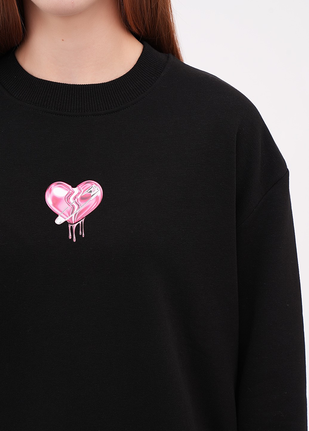 Чорний світшот EQUILIBRI сердечка без декору (355383165)