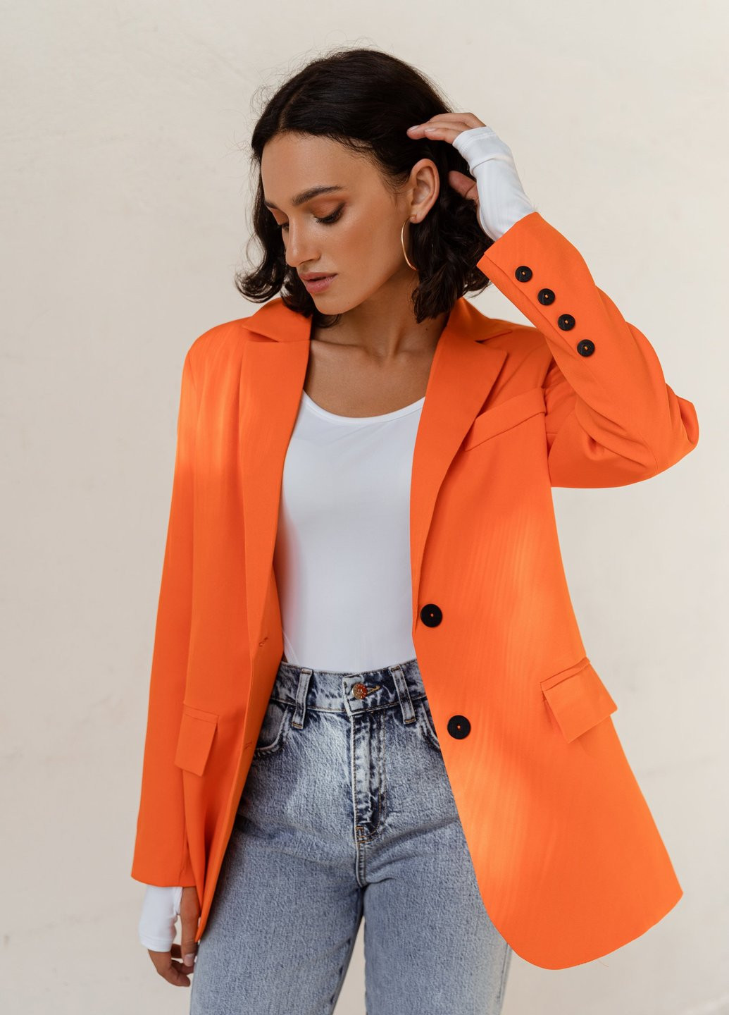 Оранжевый женский яркий оранжевый пиджак Gepur однотонный - демисезонный