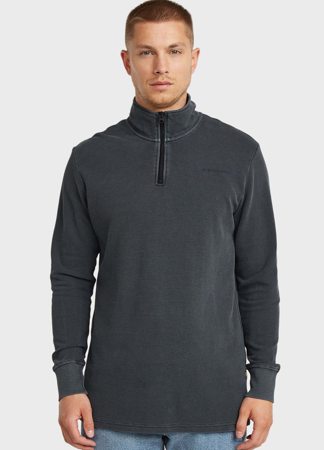 Серо-синий демисезонный кэжуал лонгслив G-Star Raw однотонный