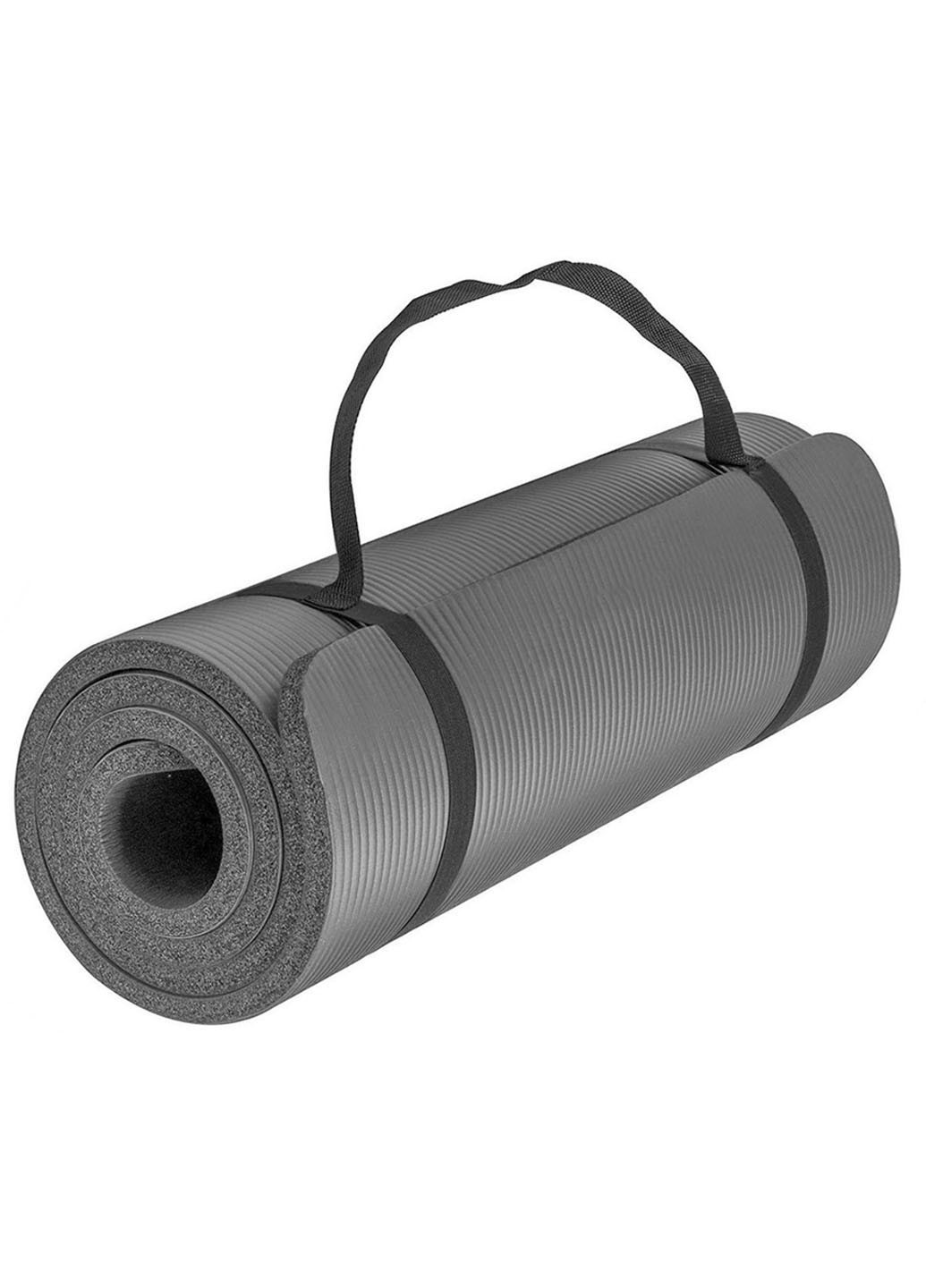 Коврик для йоги NBR HIGH-Density 10 мм серый (йогамат из вспененного каучука для фитнеса и пилатеса) EF-NK10GY EasyFit (237596277)