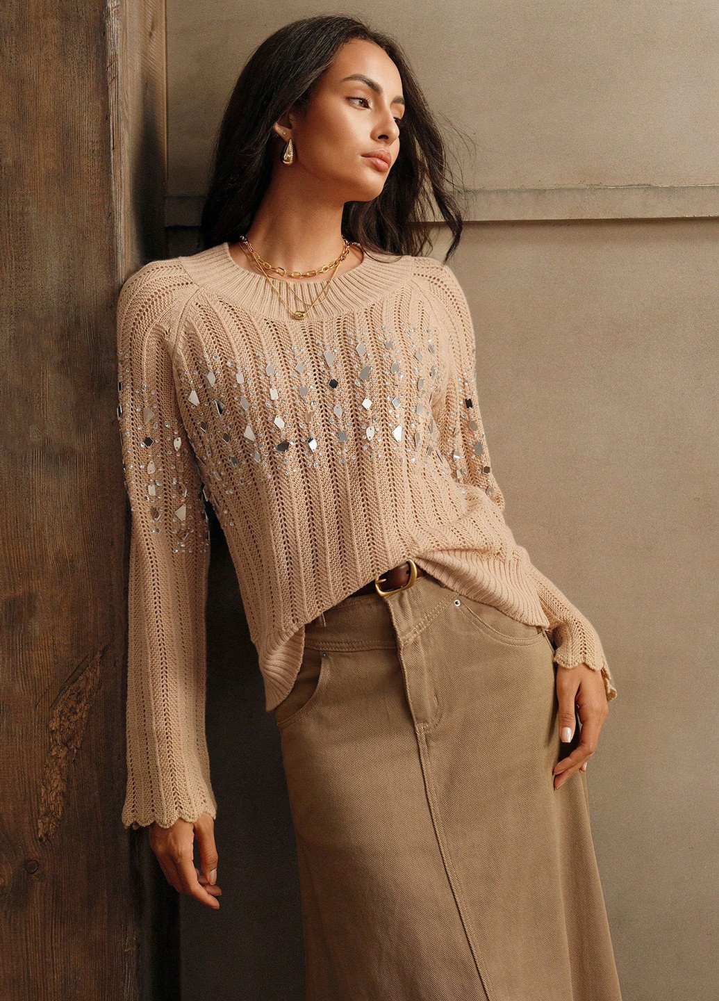 Бежевий демісезонний джемпер джемпер SHEIN
