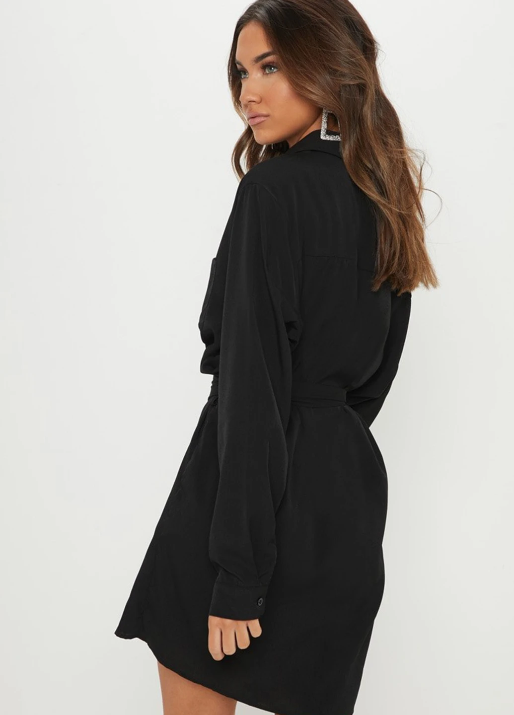 Чорна кежуал сукня сукня-сорочка PrettyLittleThing однотонна