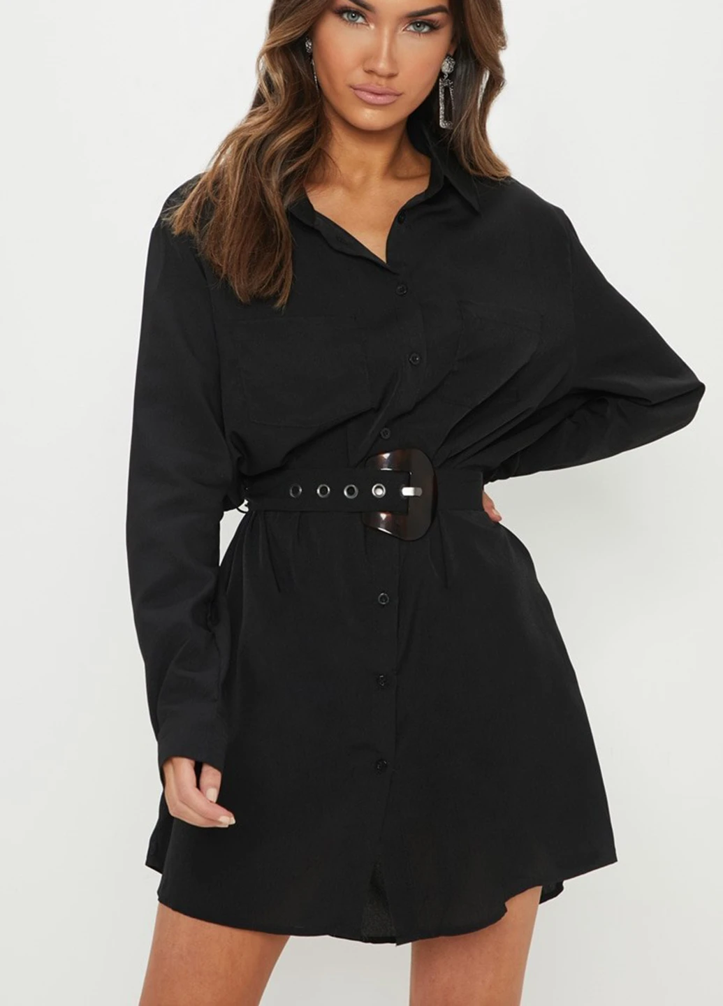 Чорна кежуал сукня сукня-сорочка PrettyLittleThing однотонна
