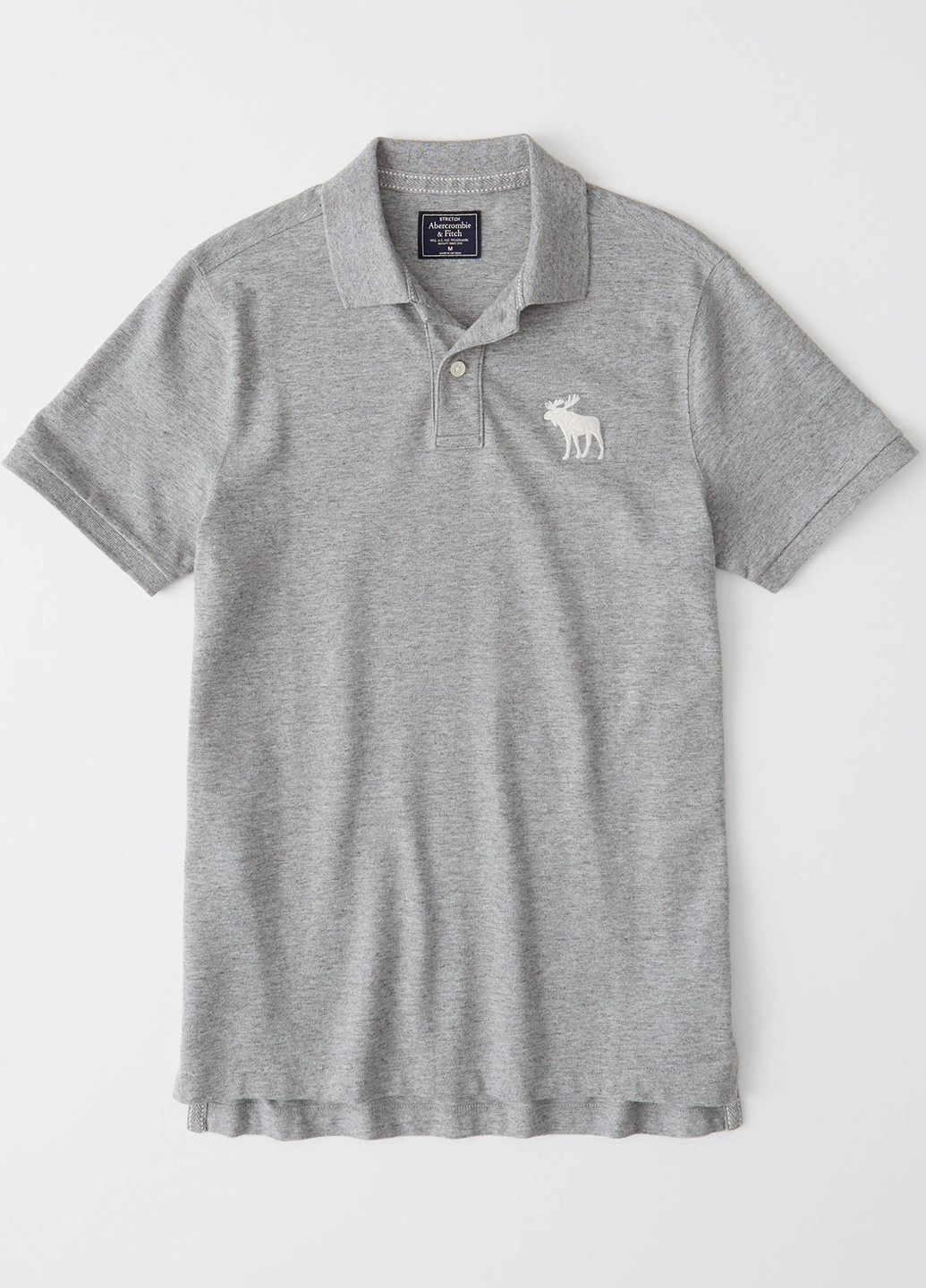 Серая футболка-поло для мужчин Abercrombie & Fitch с логотипом