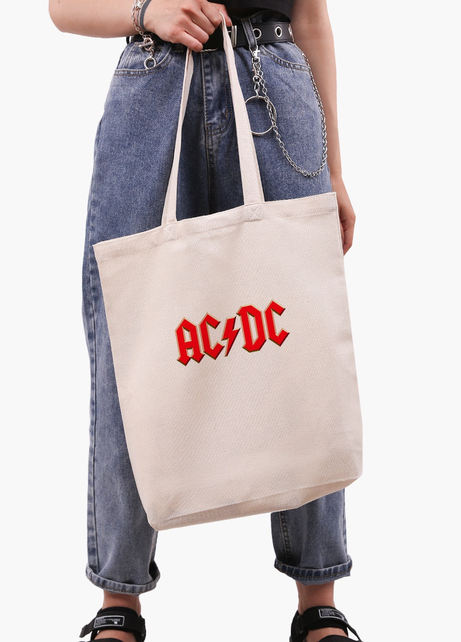 Эко сумка шоппер белая АСДС (AC/DC) (9227-1980-WTD) Еко сумка шоппер біла 41*39*8 см MobiPrint (215943922)