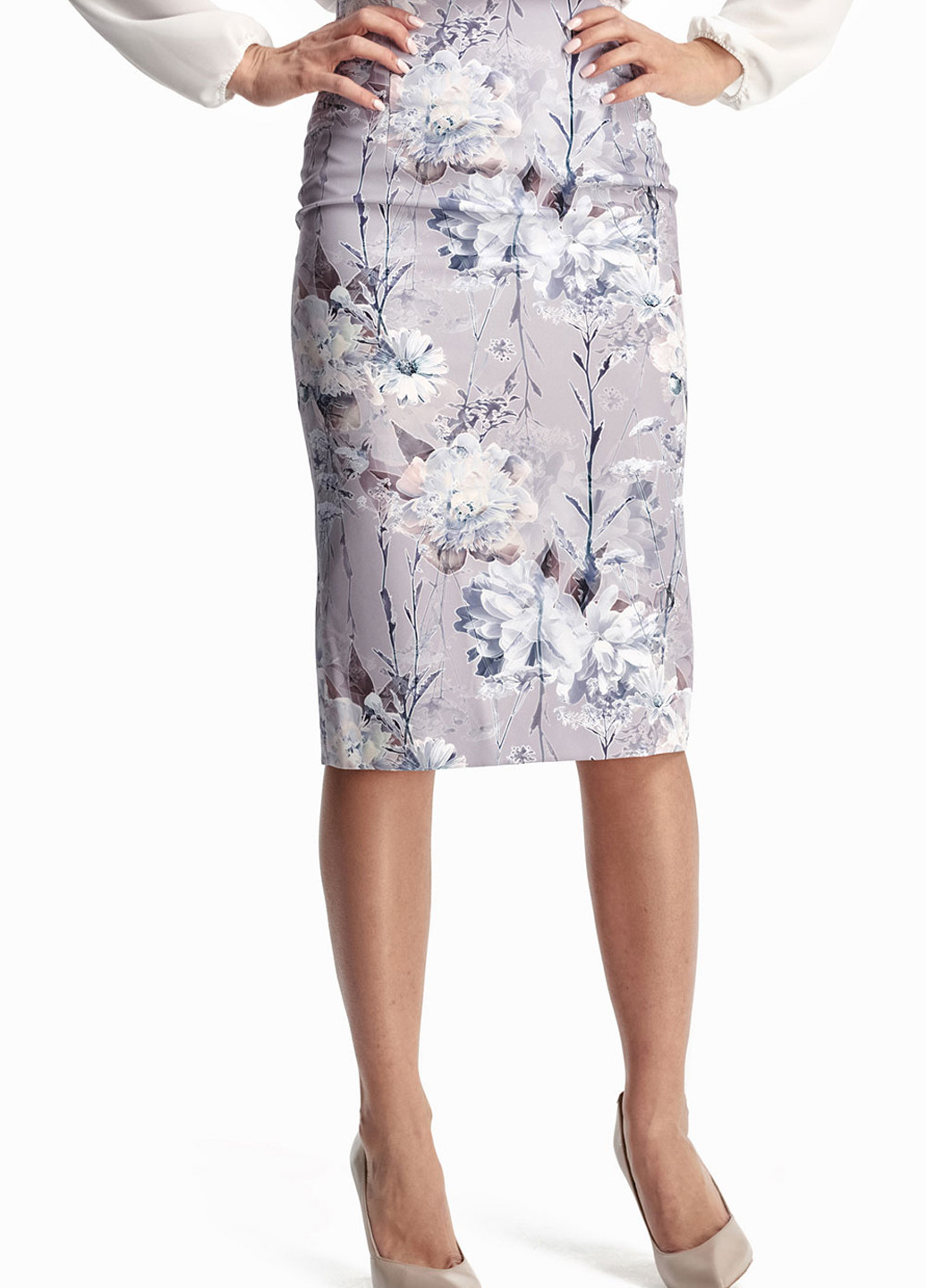 Сиреневая кэжуал цветочной расцветки юбка Natali Bolgar карандаш