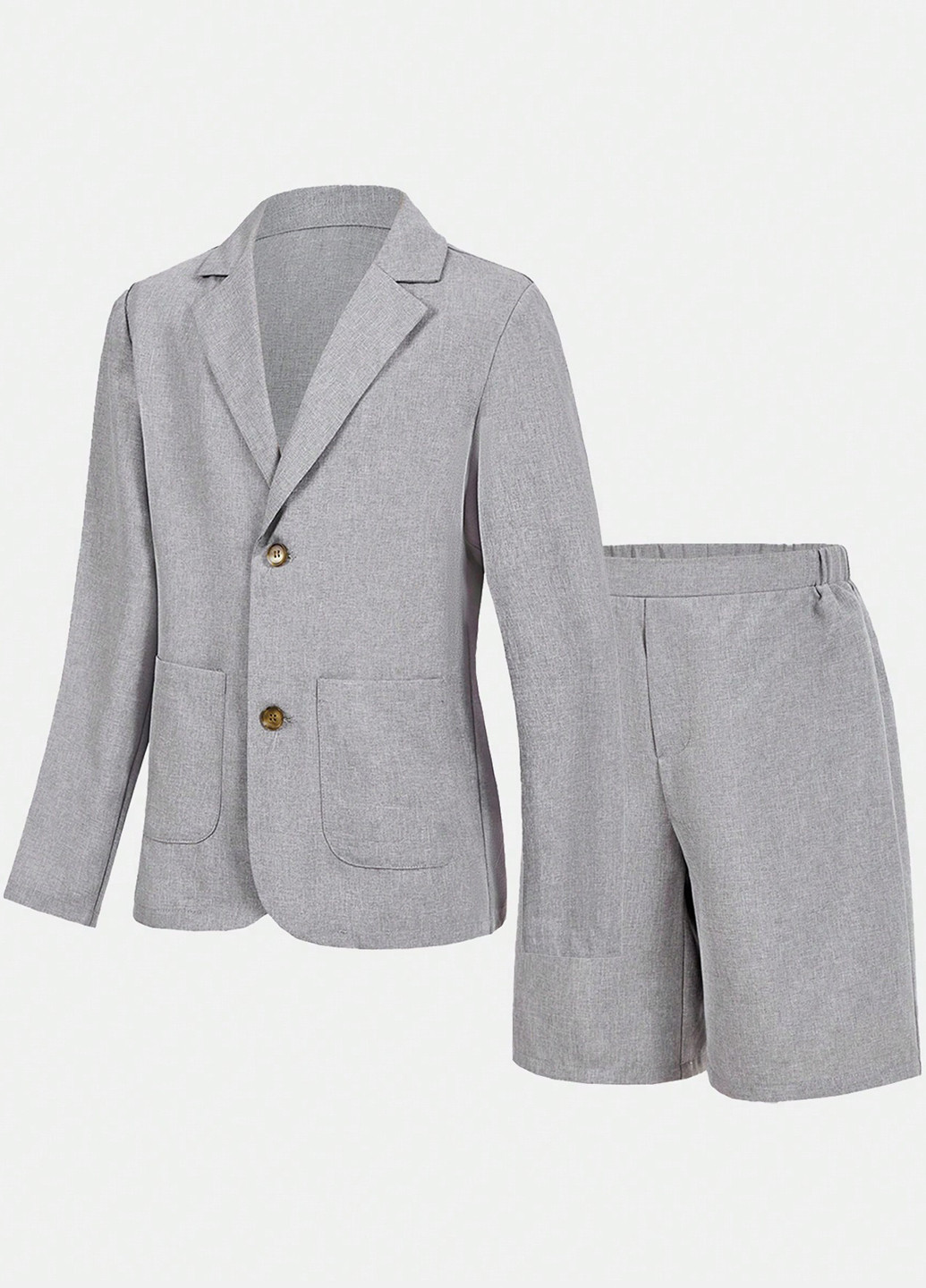 Сірий демісезонний костюм (піджак, шорти) з шортами SHEIN
