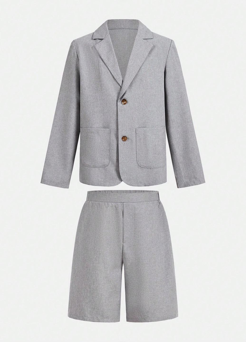 Сірий демісезонний костюм (піджак, шорти) з шортами SHEIN
