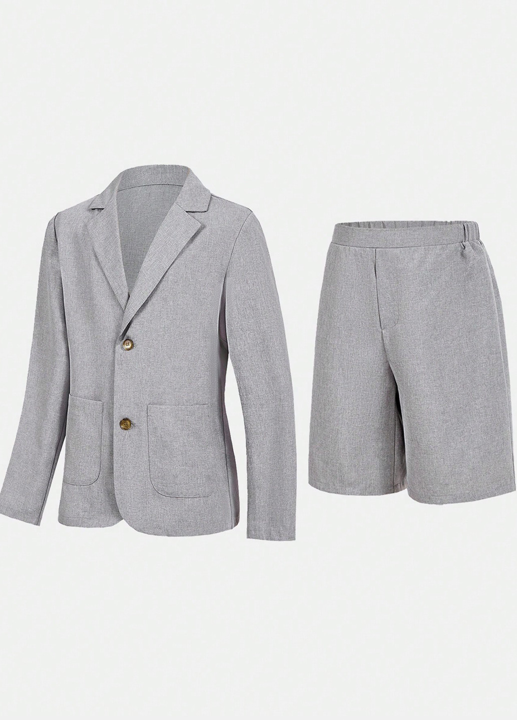 Сірий демісезонний костюм (піджак, шорти) з шортами SHEIN