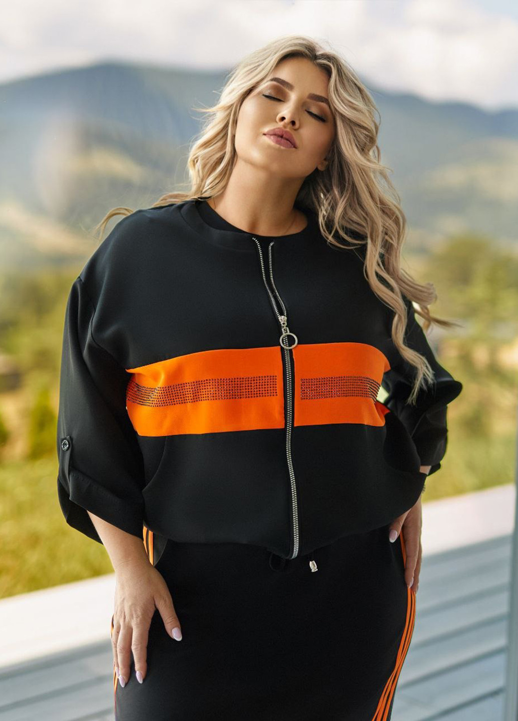 Помаранчевий демісезонний комплект (вітровка, сукня) No Brand