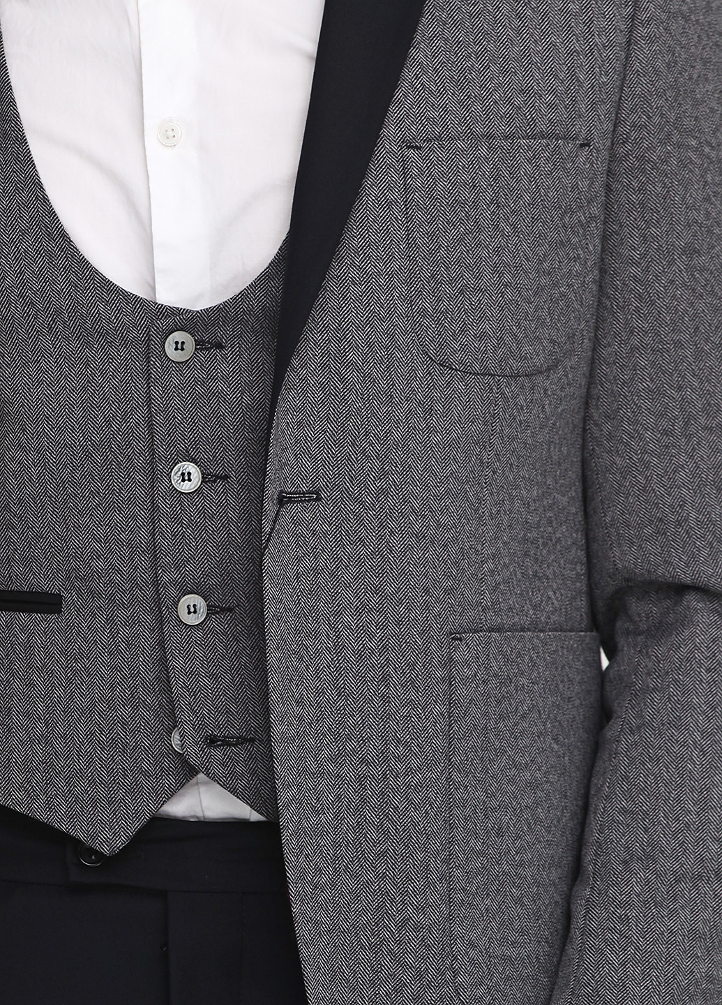 Грифельно-серый демисезонный костюм (пиджак, жилет, брюки) брючный Federico Cavallini