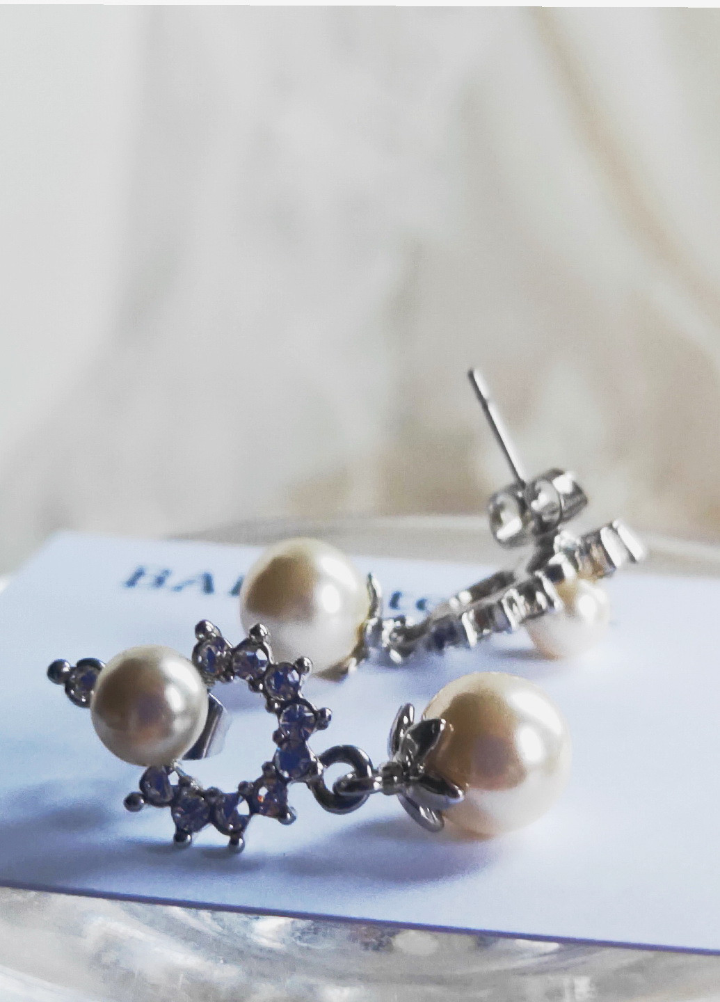 Сережки гвоздики з перловою підвіскою Art-Bijou (220821867)