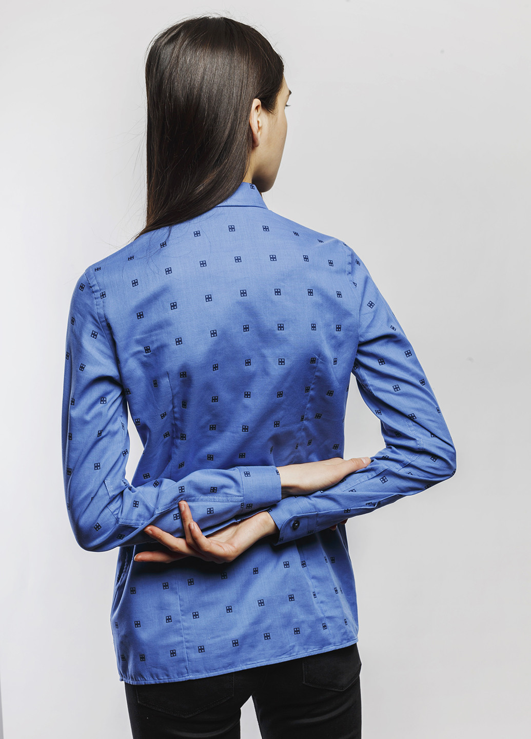 Светло-синяя кэжуал рубашка с геометрическим узором Franttini