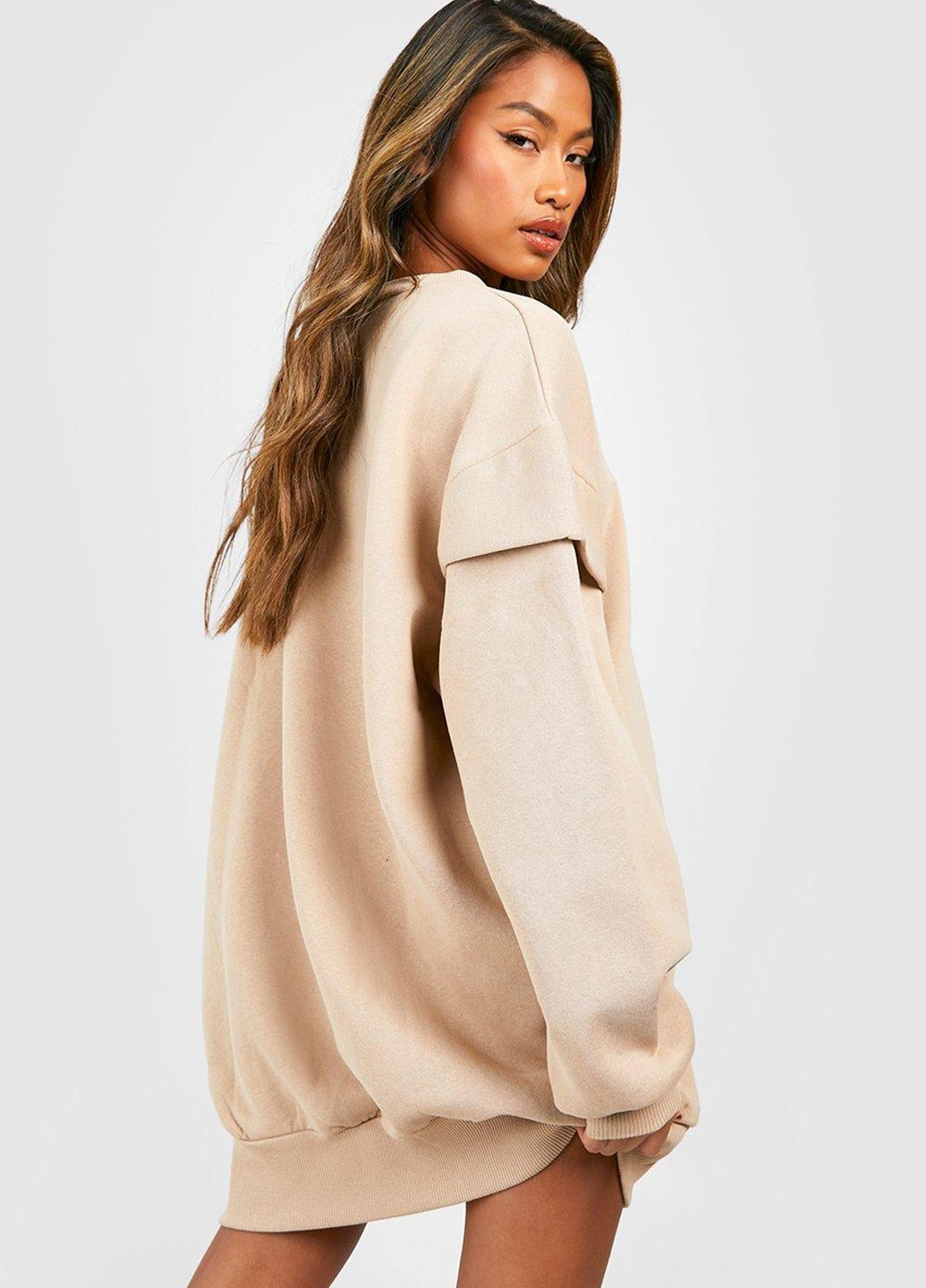 Светло-бежевое кэжуал платье платье-свитшот Boohoo однотонное