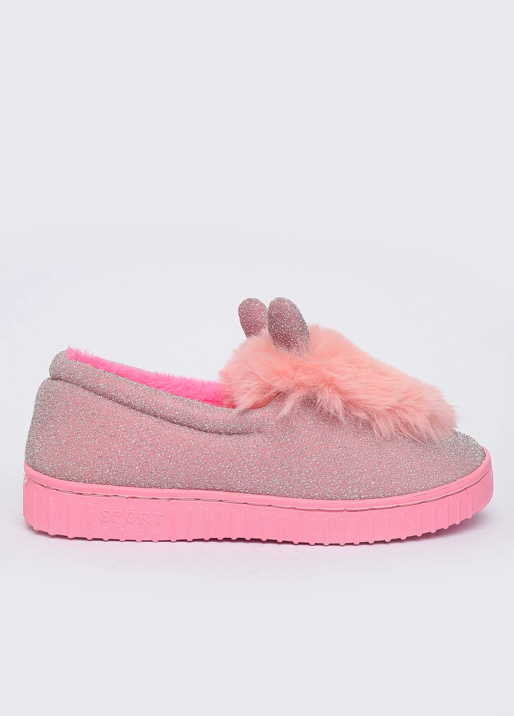 Розовые домашние тапочки с люрексом детские розовые Let's Shop