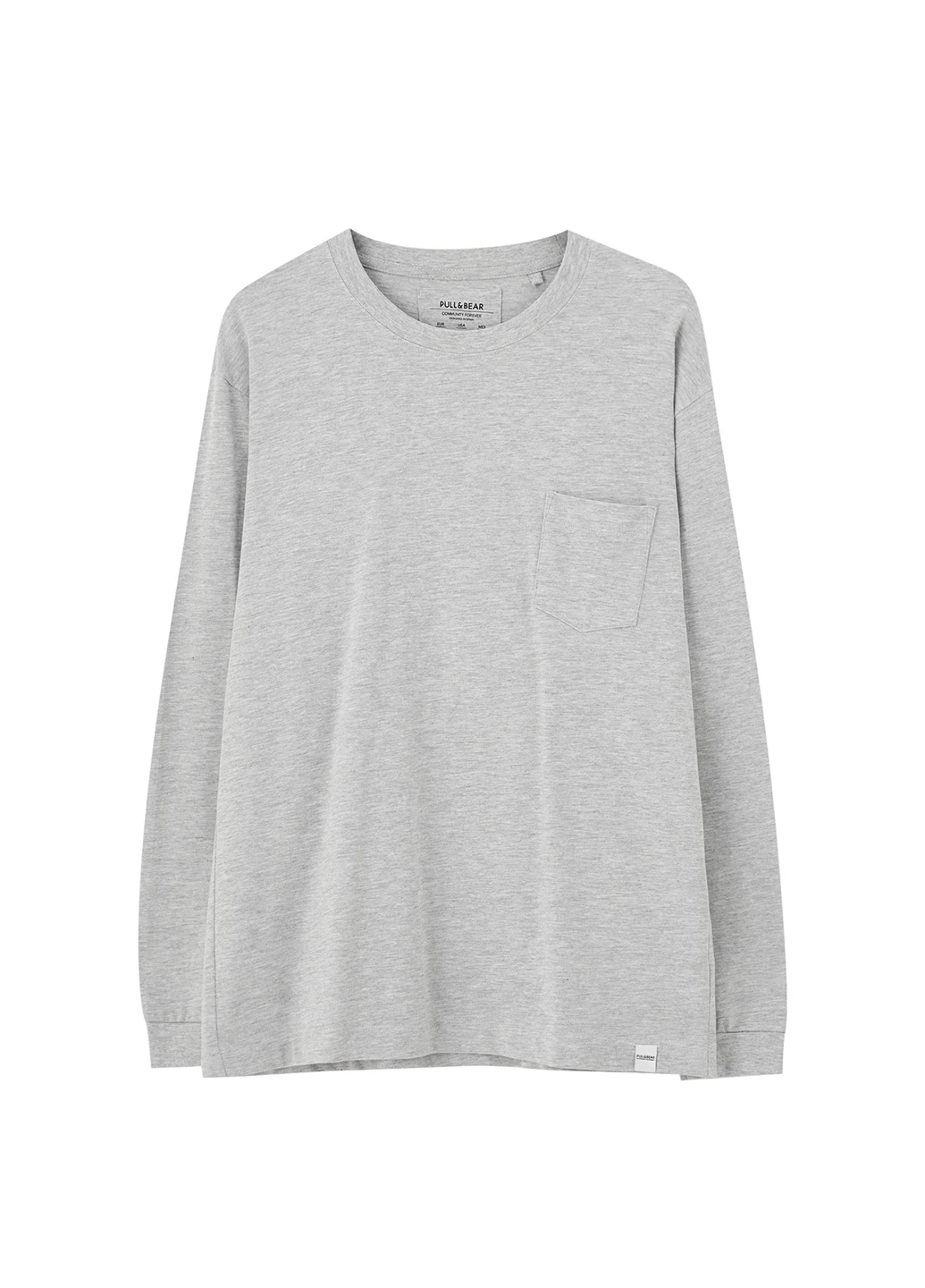 Серый демисезонный кэжуал лонгслив Pull & Bear меланж