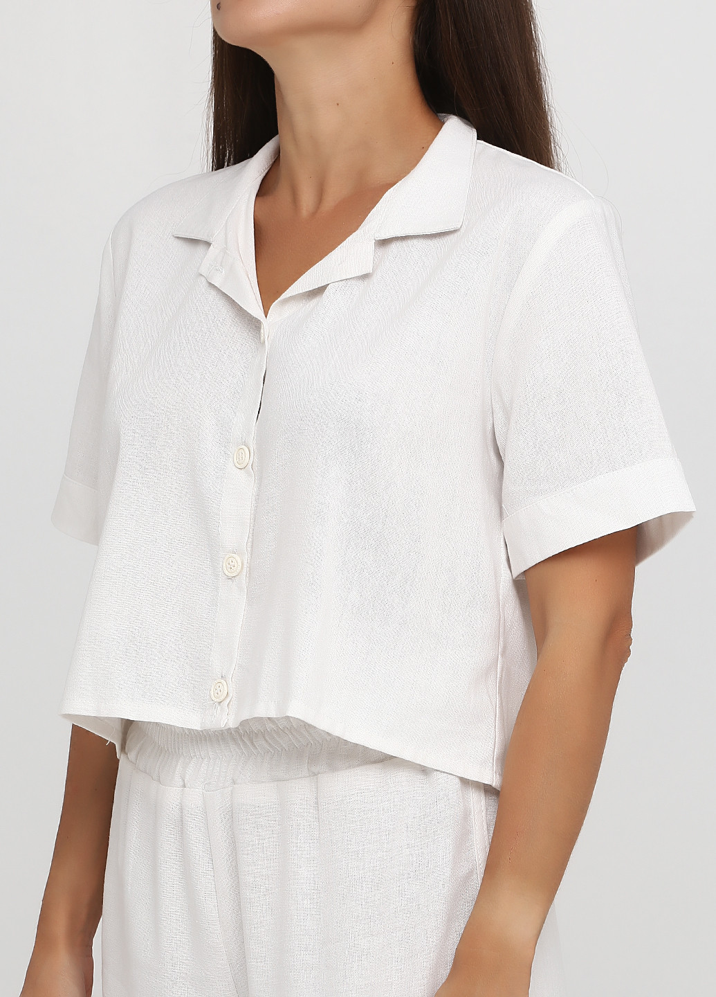 Костюм (блуза, шорты) Kristina Mamedova с шортами однотонный молочный кэжуал лен