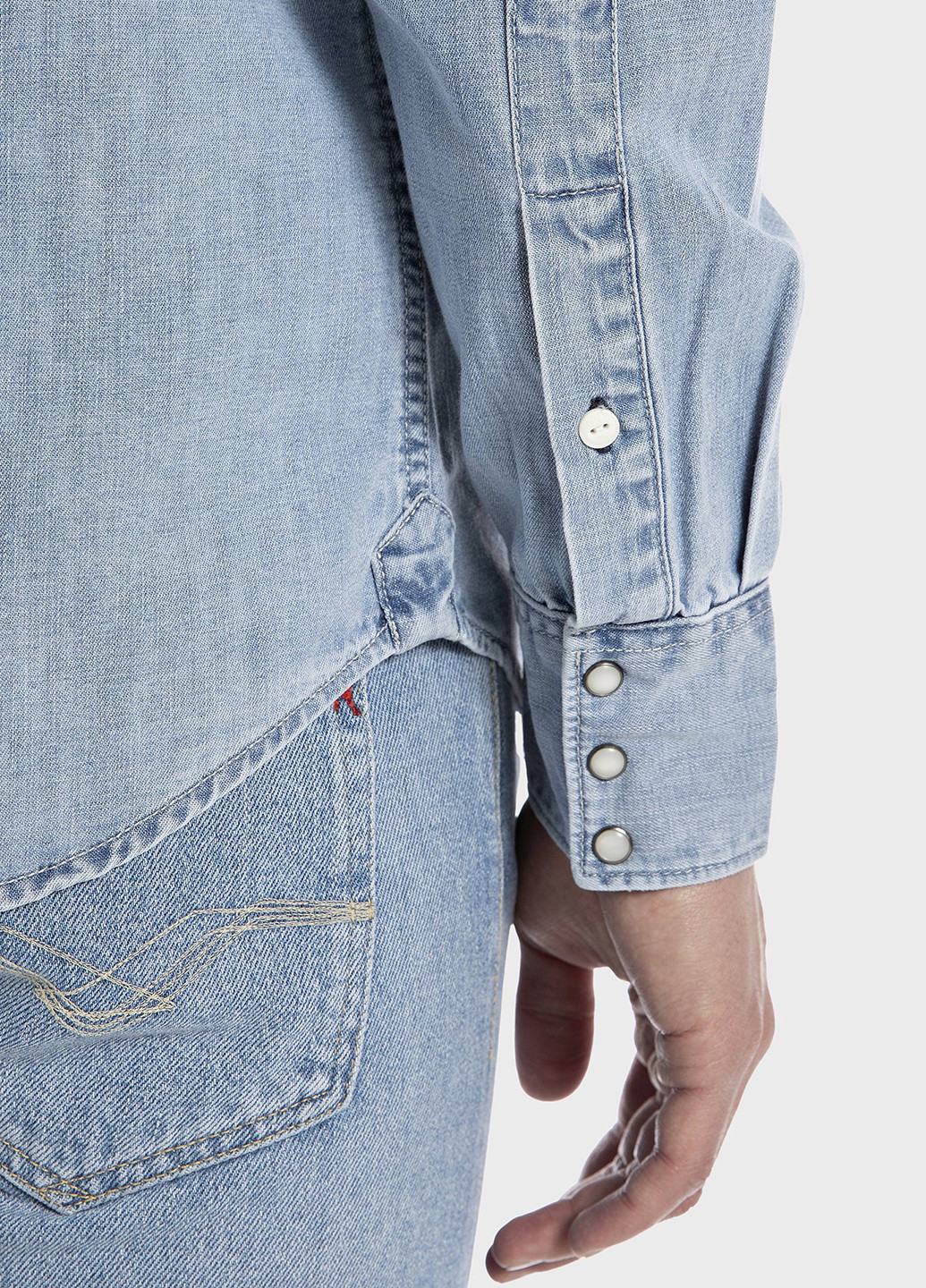 Голубой кэжуал, джинсовая рубашка однотонная Replay