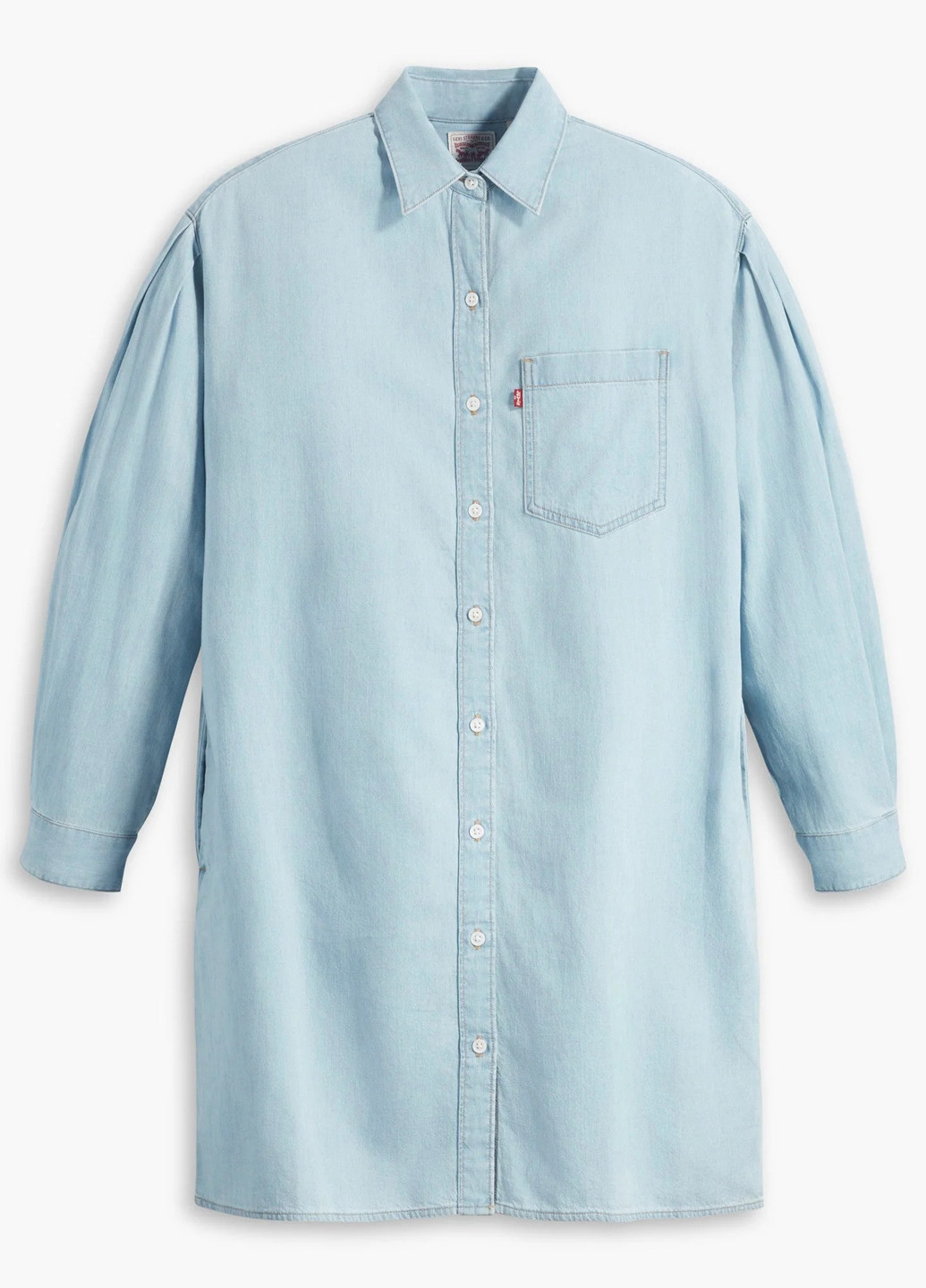 Голубое джинсовое, кэжуал платье рубашка Levi's однотонное