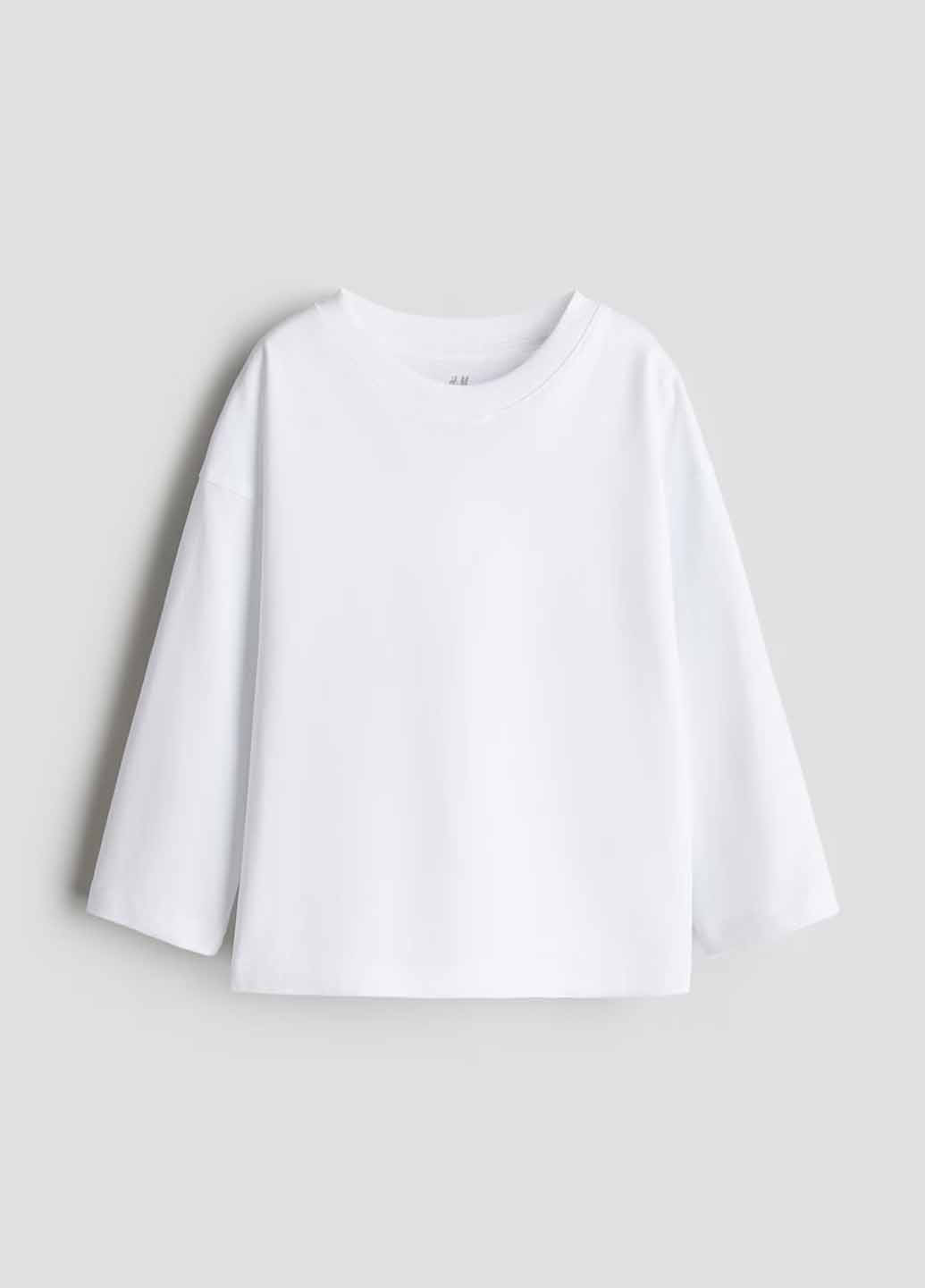 Белый демисезонный кэжуал лонгслив H&M однотонный