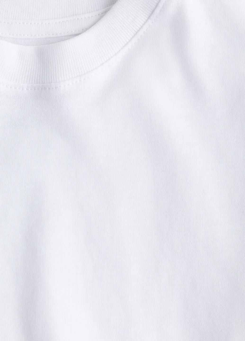 Белый демисезонный кэжуал лонгслив H&M однотонный