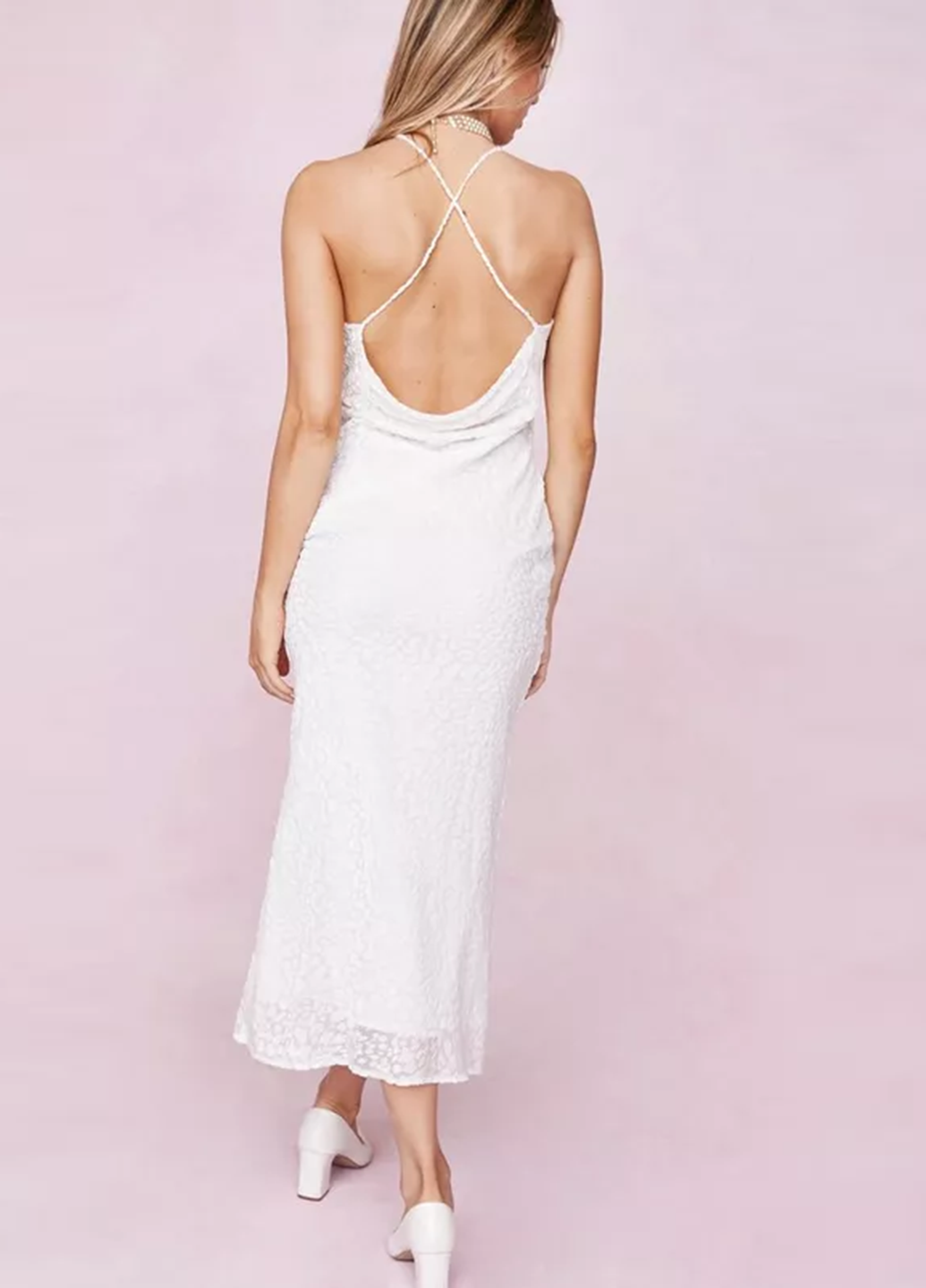 Білий коктейльна плаття, сукня з відкритою спиною Nasty Gal однотонна