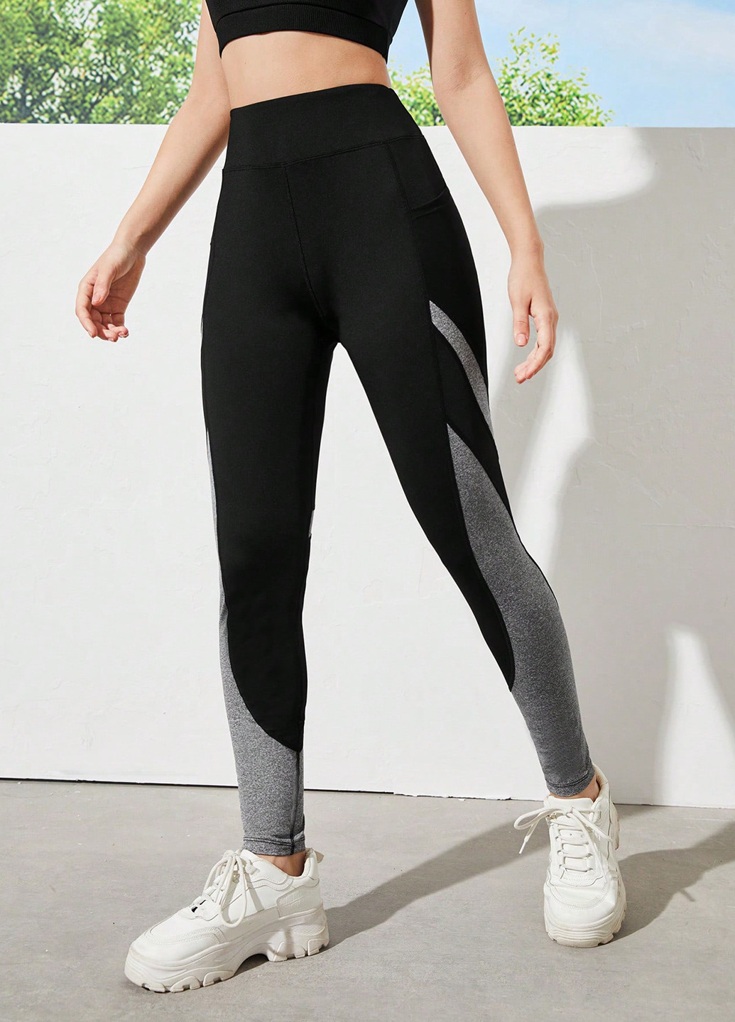 Комбинированные демисезонные леггинсы SHEIN