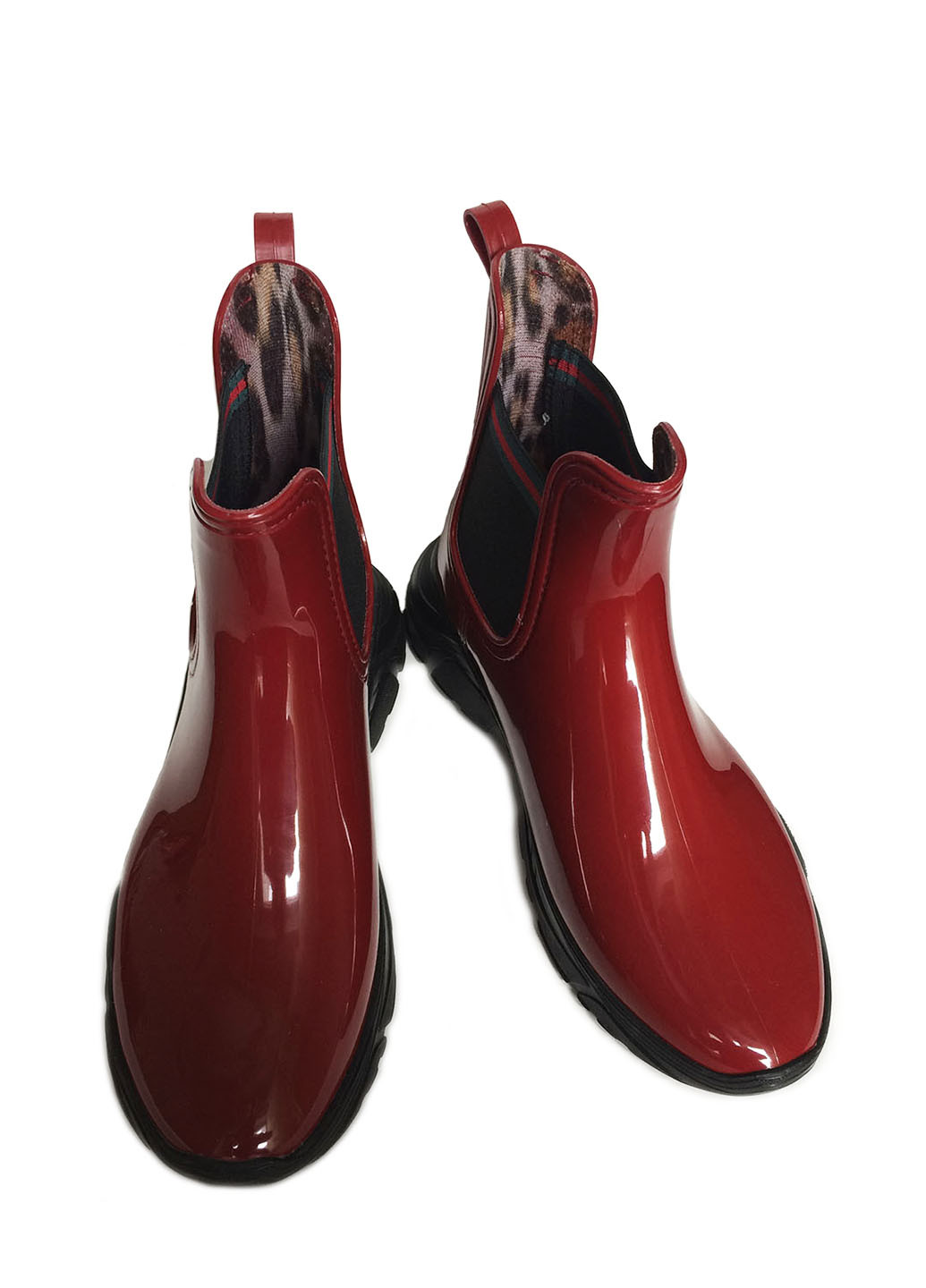 Бордовые женские резиновые ботинки челси бордовые на массивной подошве RP