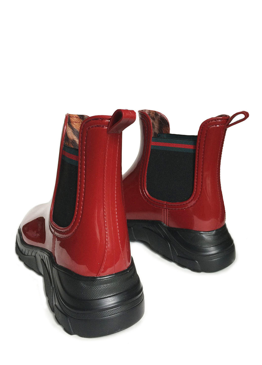 Бордовые женские резиновые ботинки челси бордовые на массивной подошве RP