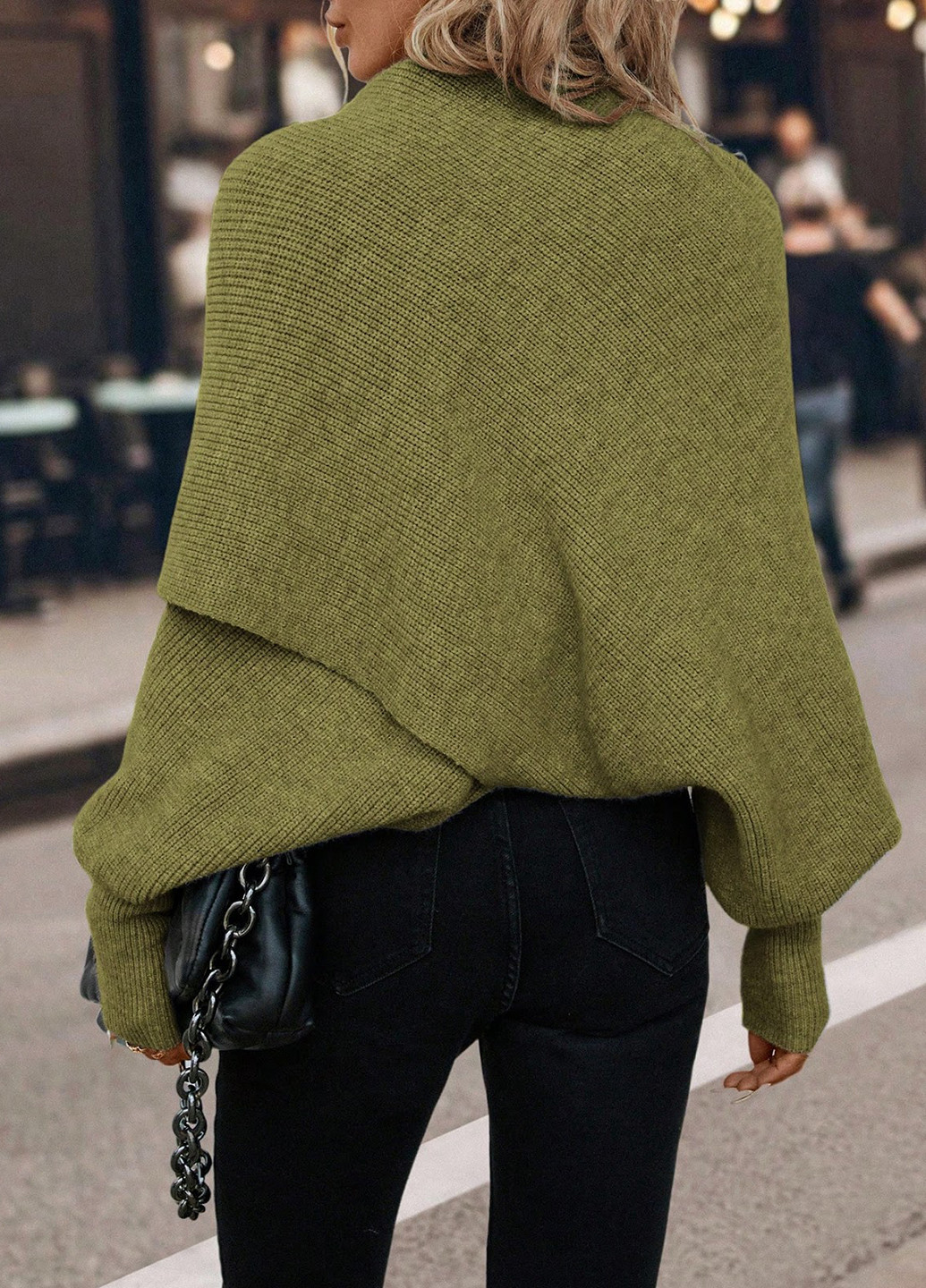 Оливковий (хакі) демісезонний светр SHEIN