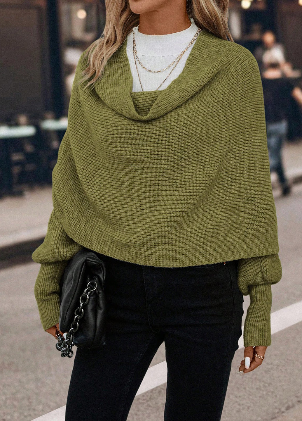 Оливковий (хакі) демісезонний светр SHEIN