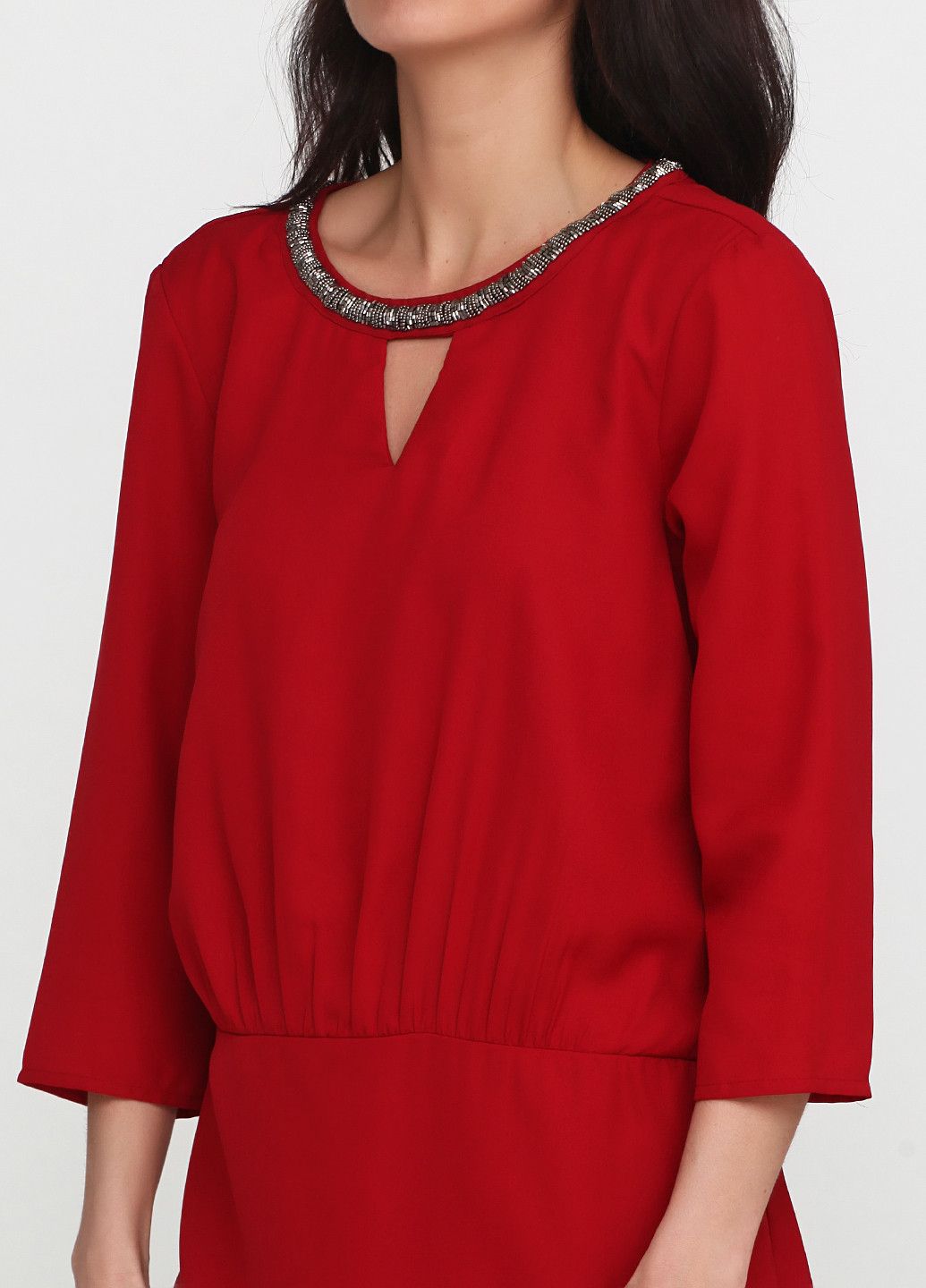 Темно-красное кэжуал платье Vero Moda однотонное