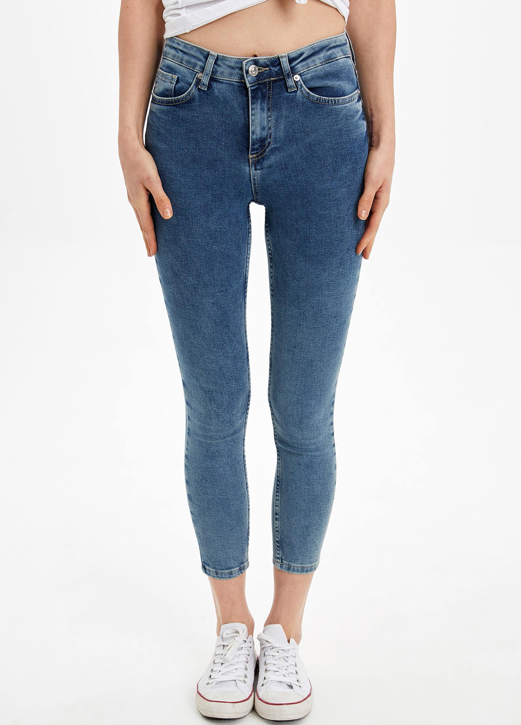 Светло-синие демисезонные скинни джинсы DeFacto