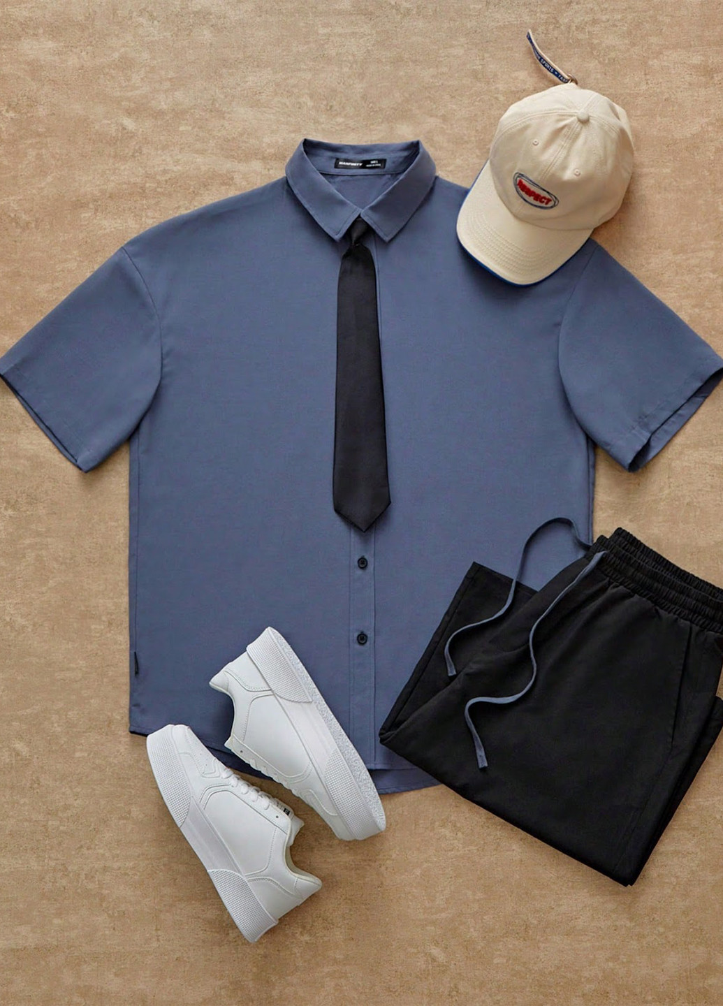 Синій літній комплект (сорочка, шорти) SHEIN