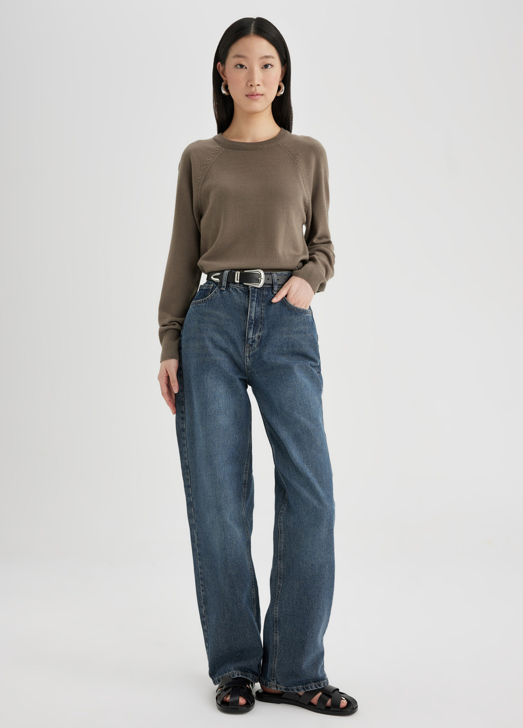 Сіро-зелений демісезонний светр джемпер DeFacto