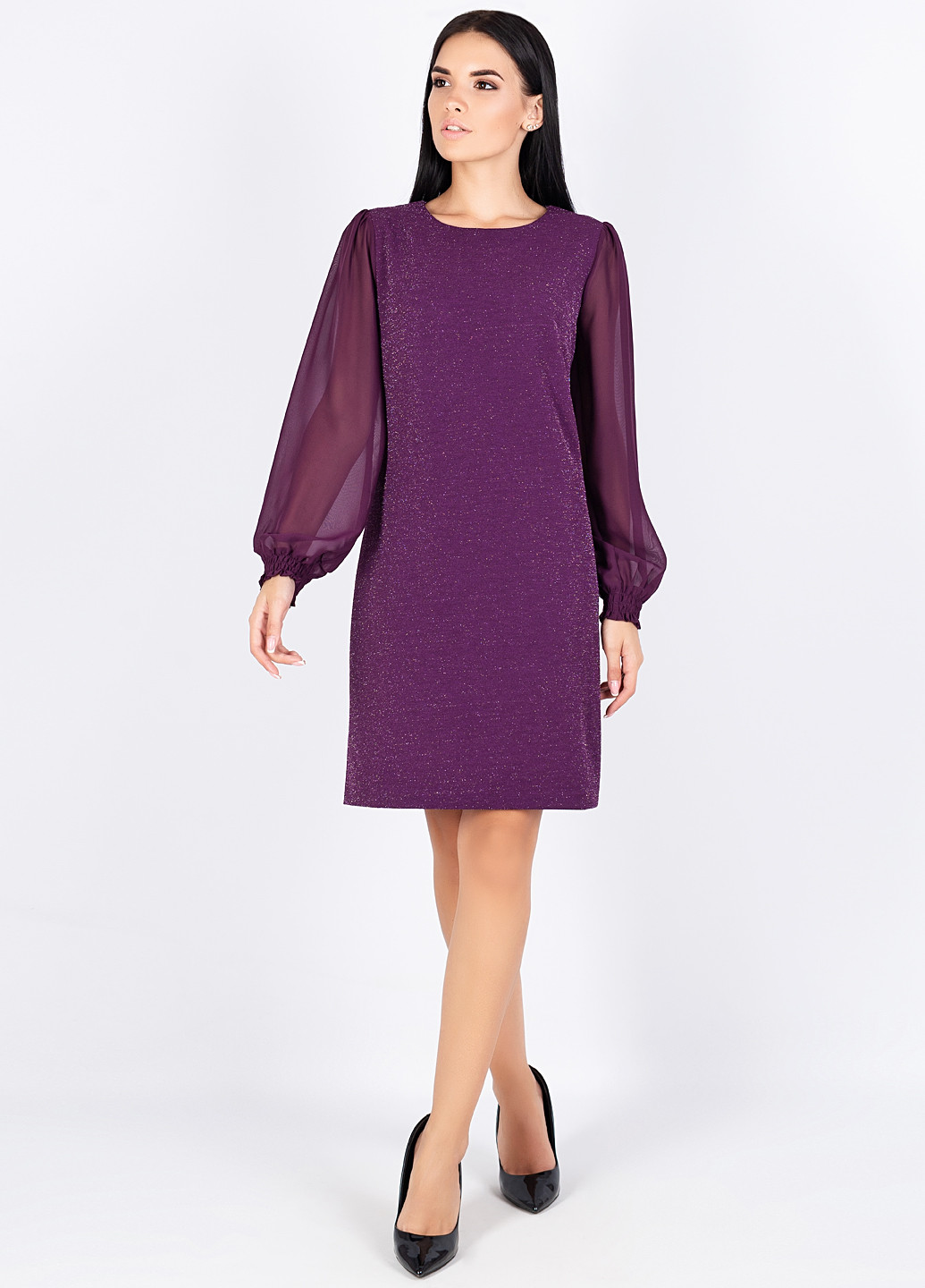 Фиолетовое кэжуал платье Seam с узором «перец с солью»
